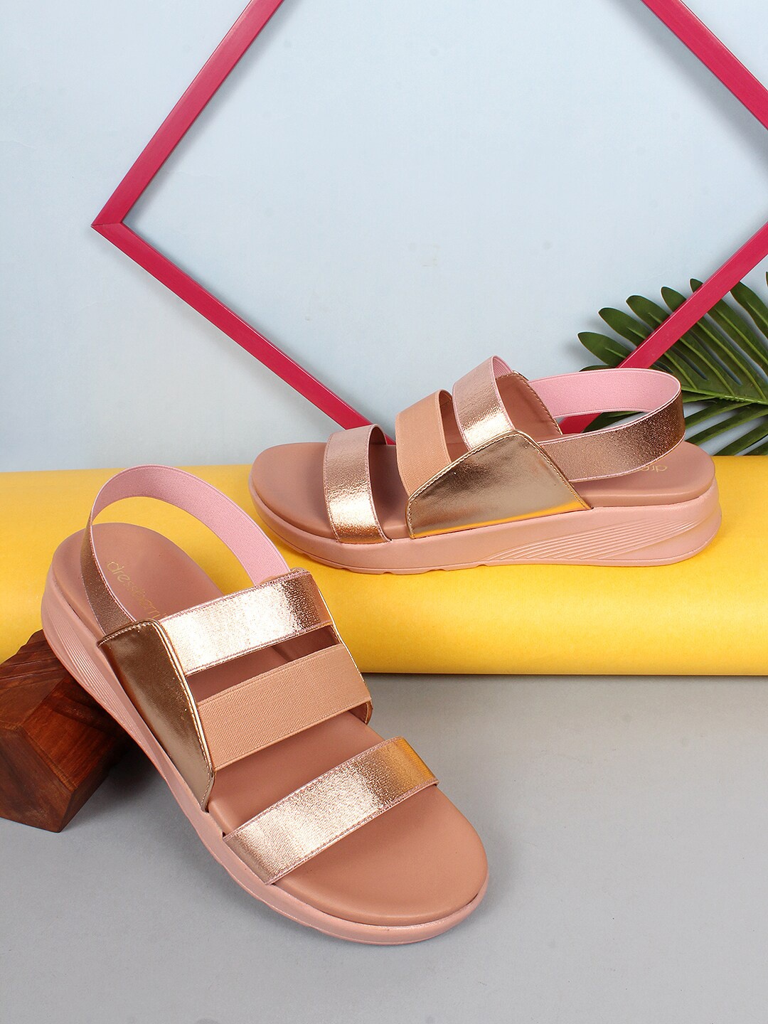 

The Roadster Co. Textured Air Max Open Toe Comfort Heels, Rose gold