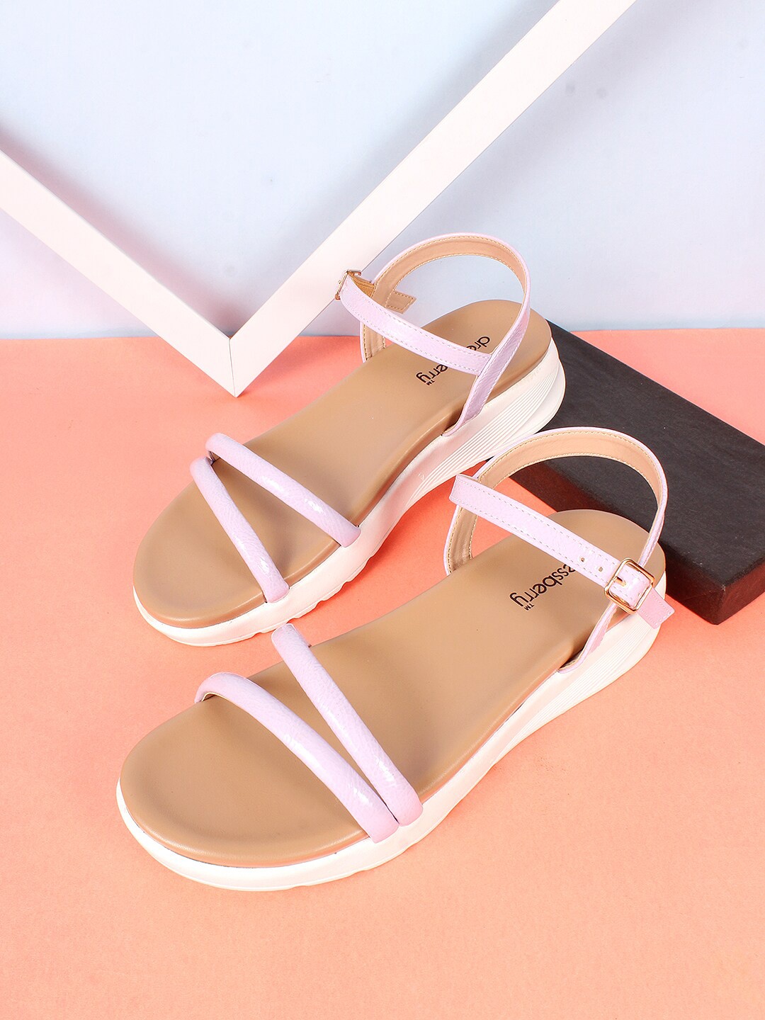 

DressBerry Women Open Toe Flats With Buckles, Lavender