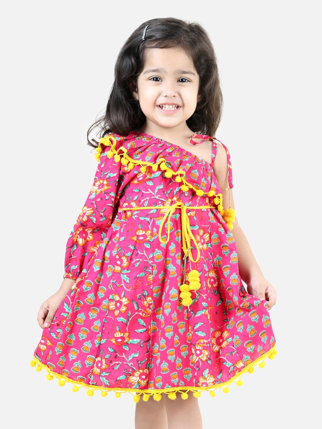 

BownBee Girls Floral Print Fit & Flare Dress, Pink