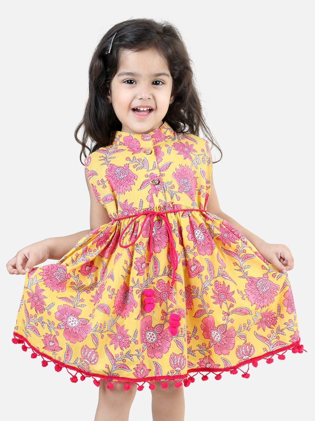 

BownBee Girls Floral Print Fit & Flare Dress, Yellow