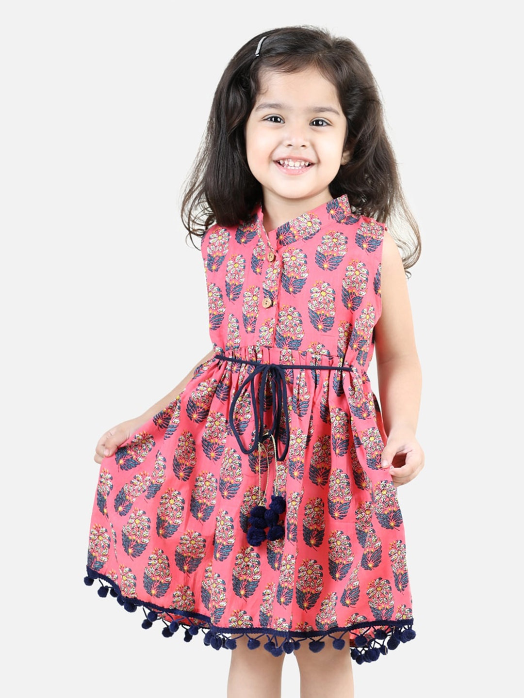 

BownBee Girls Floral Print Fit & Flare Cotton Dress, Pink