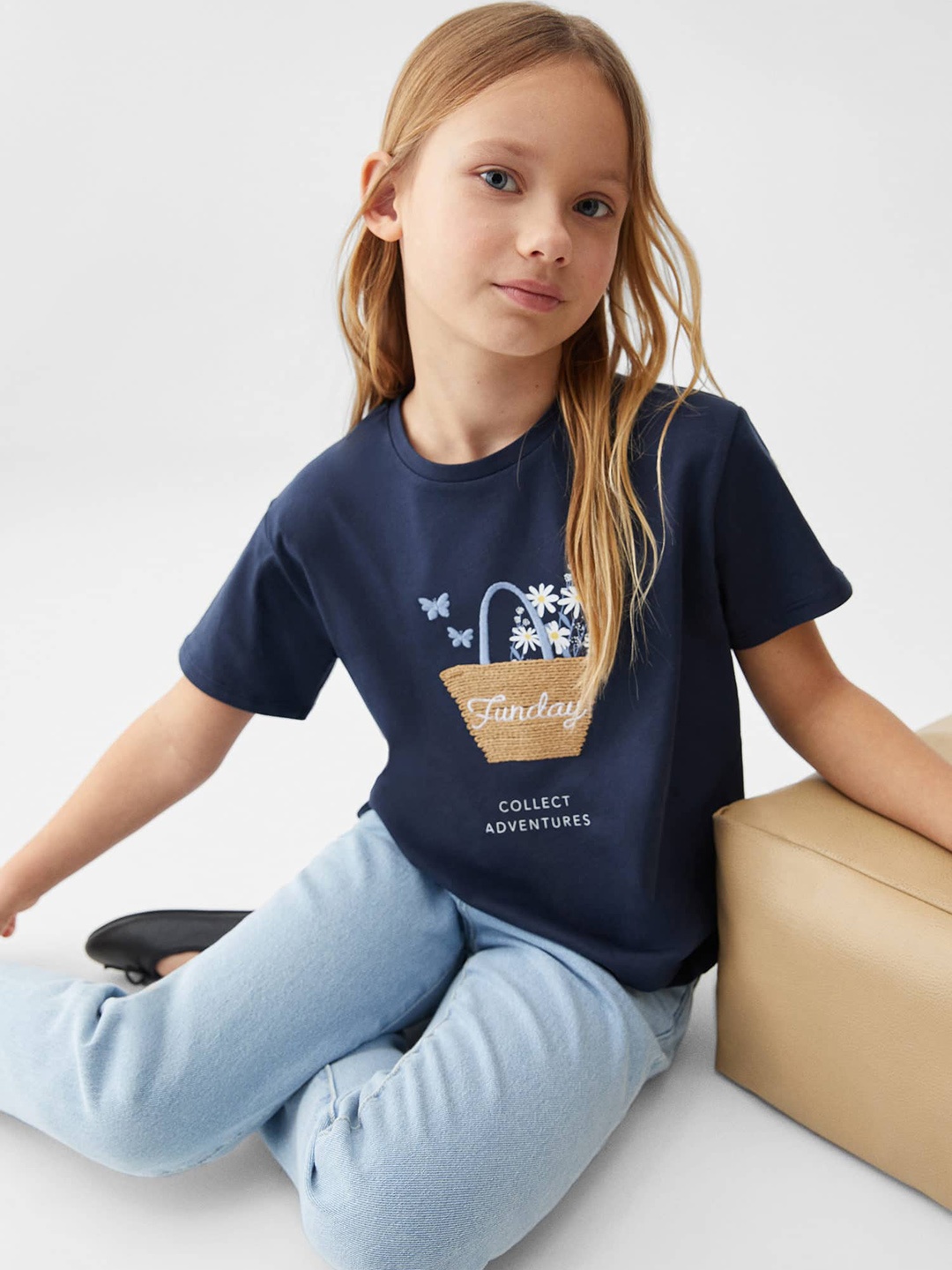 

Mango Kids Girls Printed T-shirt, Navy blue