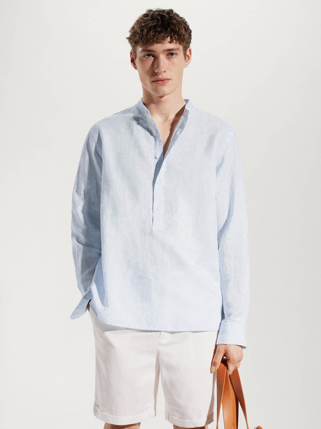 

MANGO MAN Line Cotton Shirt, Blue