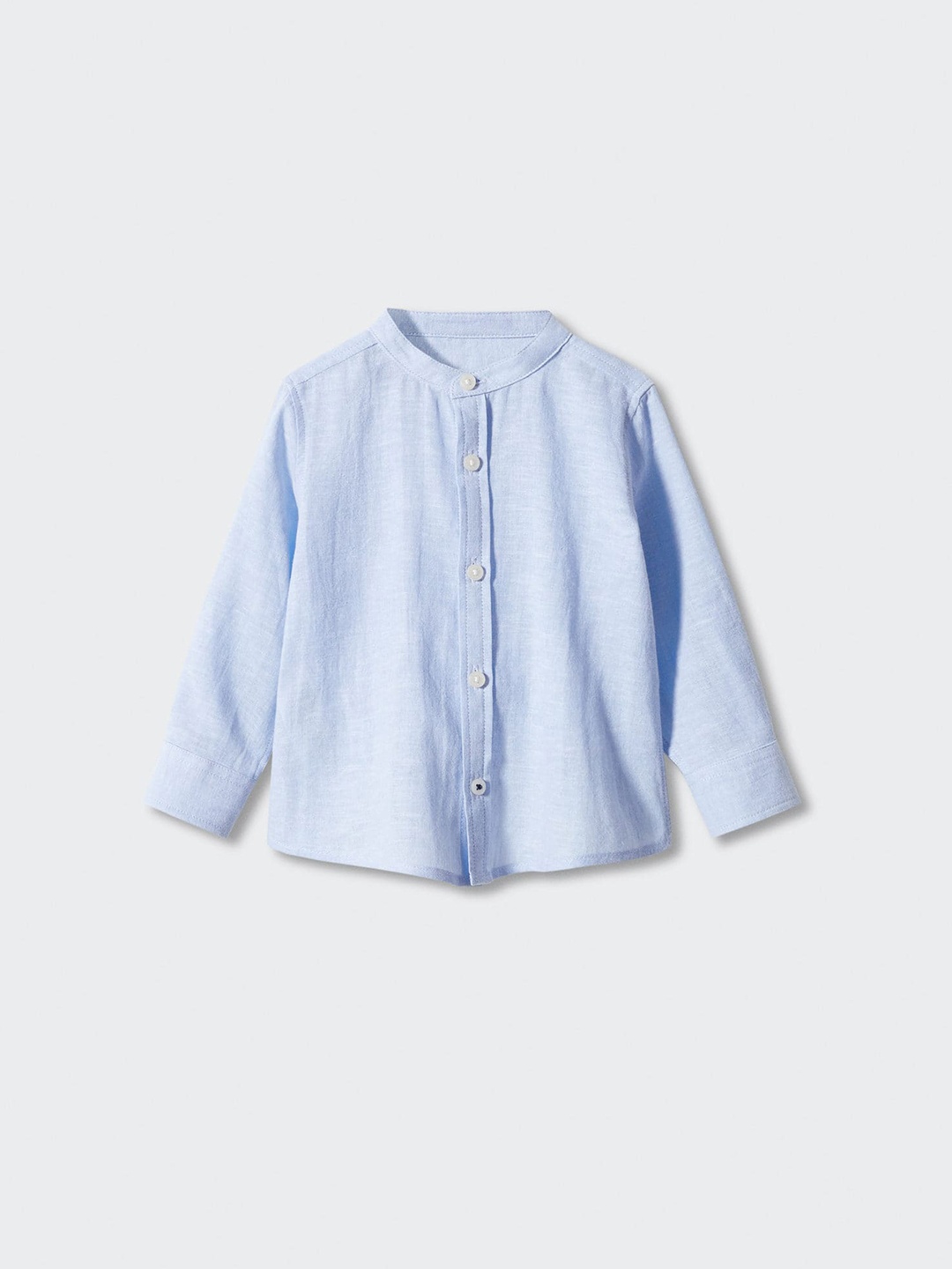 

Mango Kids Boys Mandarin Collar Regular Fit Linen Cotton Casual Shirt, Blue