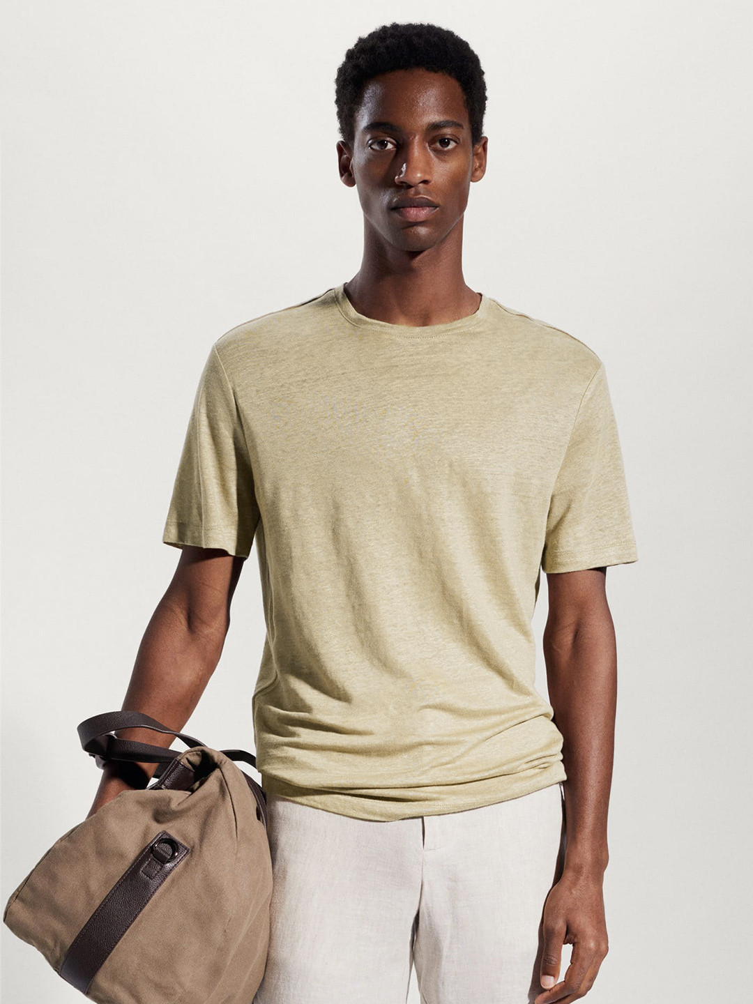 

MANGO MAN Linen Sustainable T-shirt, Beige