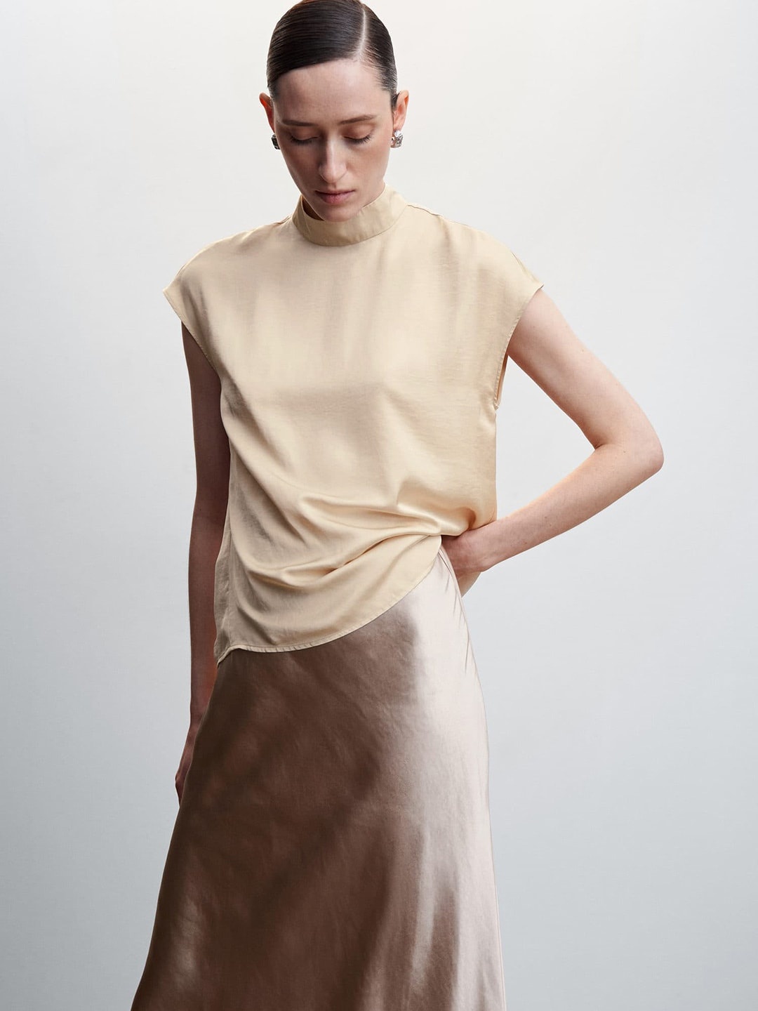 

MANGO Extended Sleeves Top, Beige