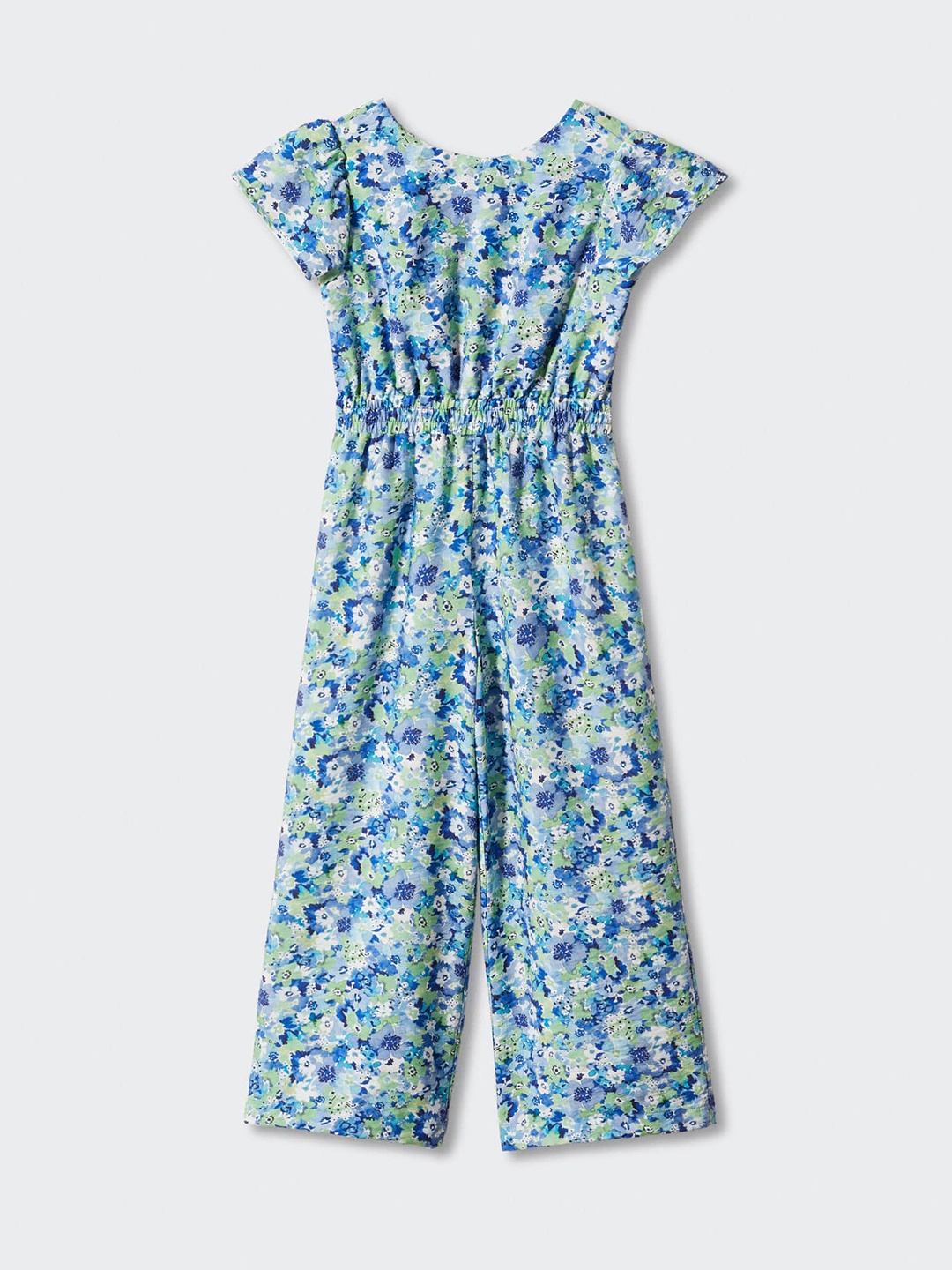 

Mango Kids Girls Floral Printed Cut Out Detail Basic Jumpsuit, Blue