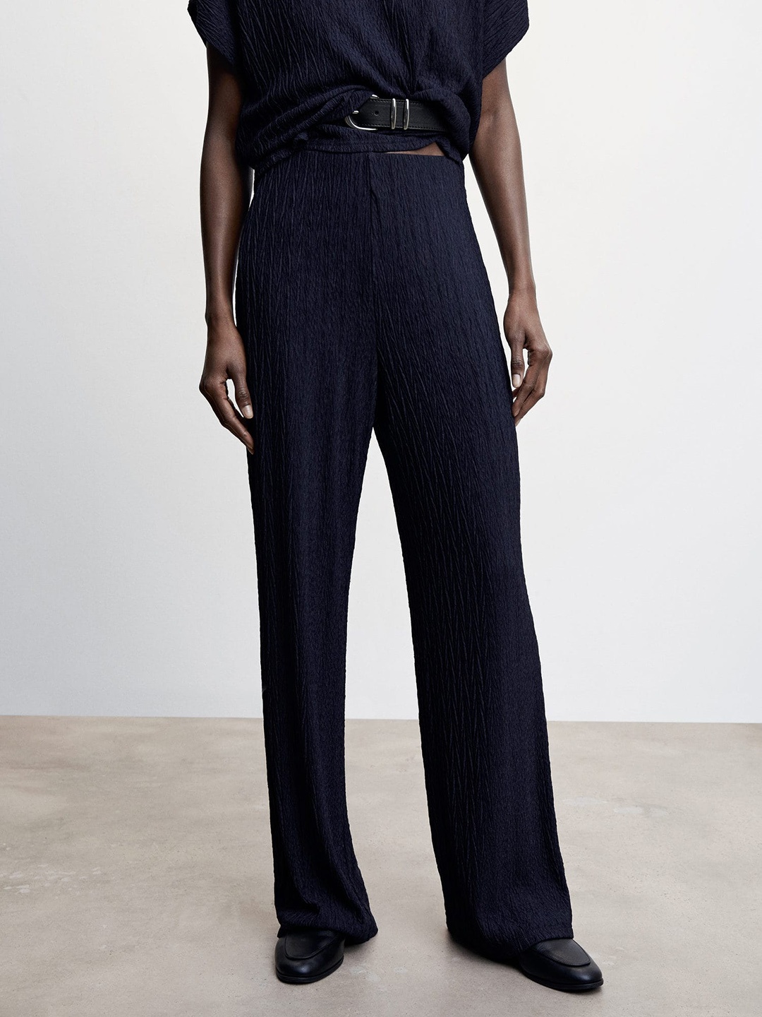 

MANGO Women High-Rise Trousers, Navy blue