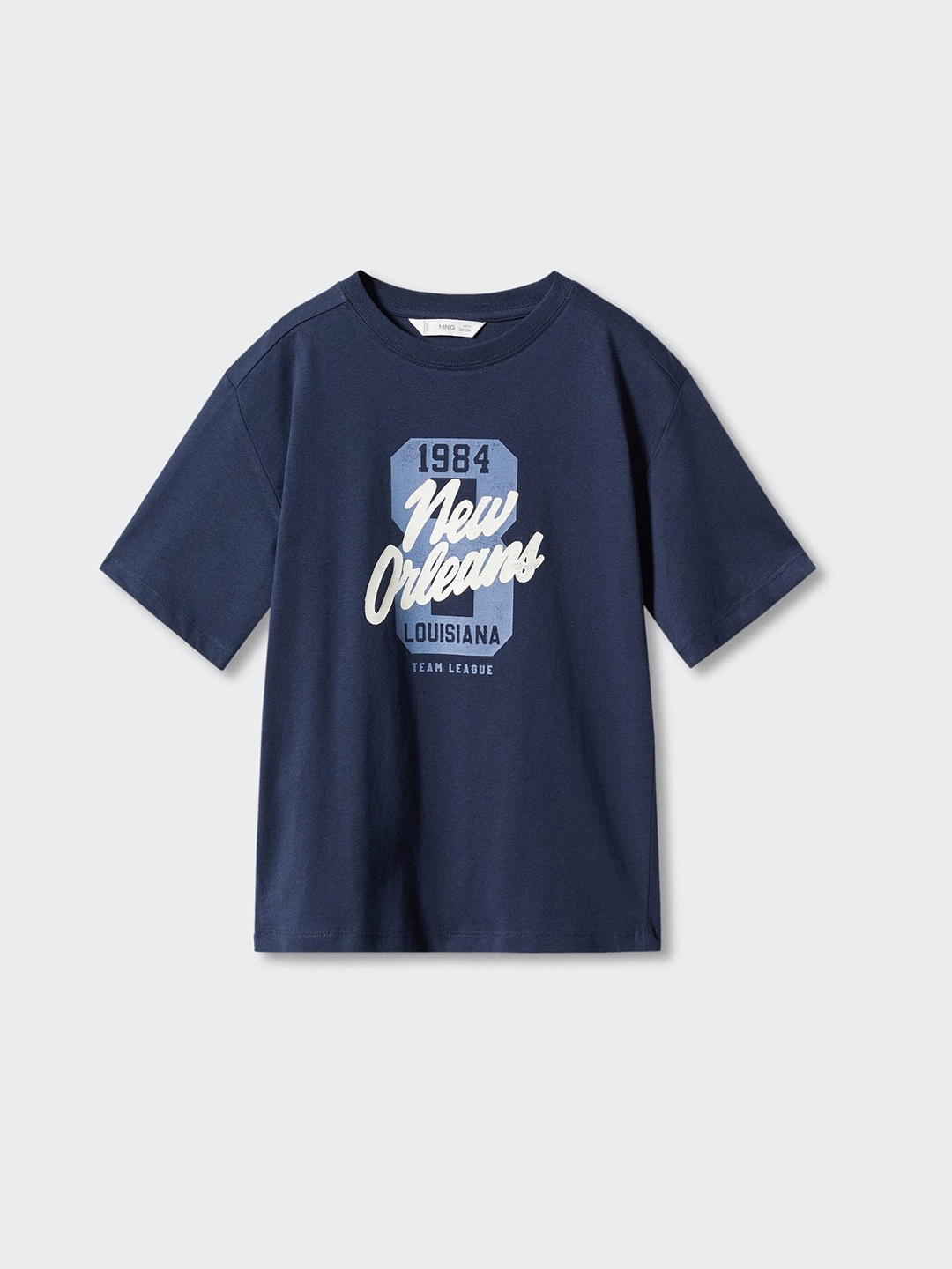

Mango Kids Boys Pure Cotton Typography Print T-shirt, Navy blue