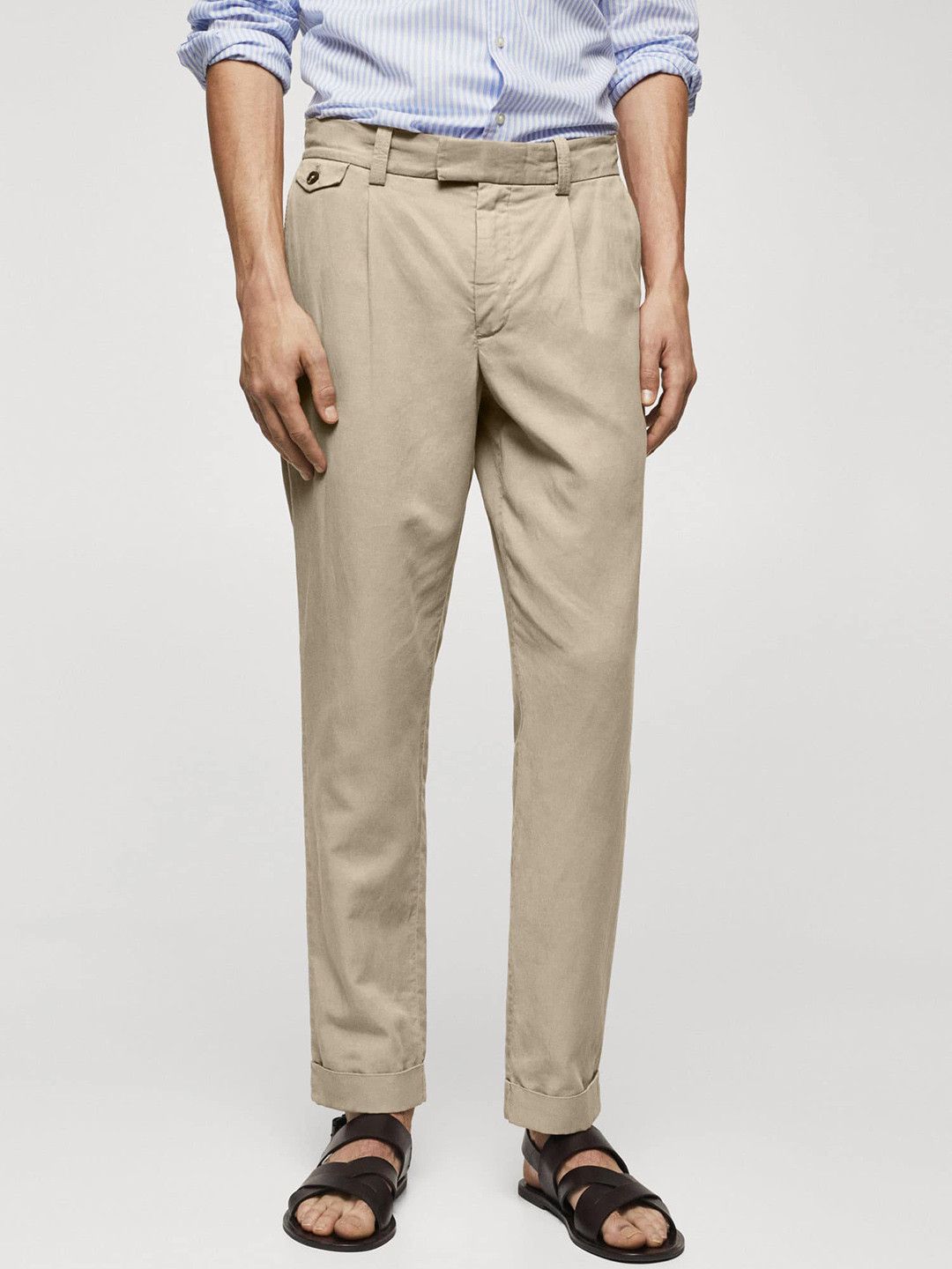 

MANGO MAN Sustainable Regular Trousers, Beige