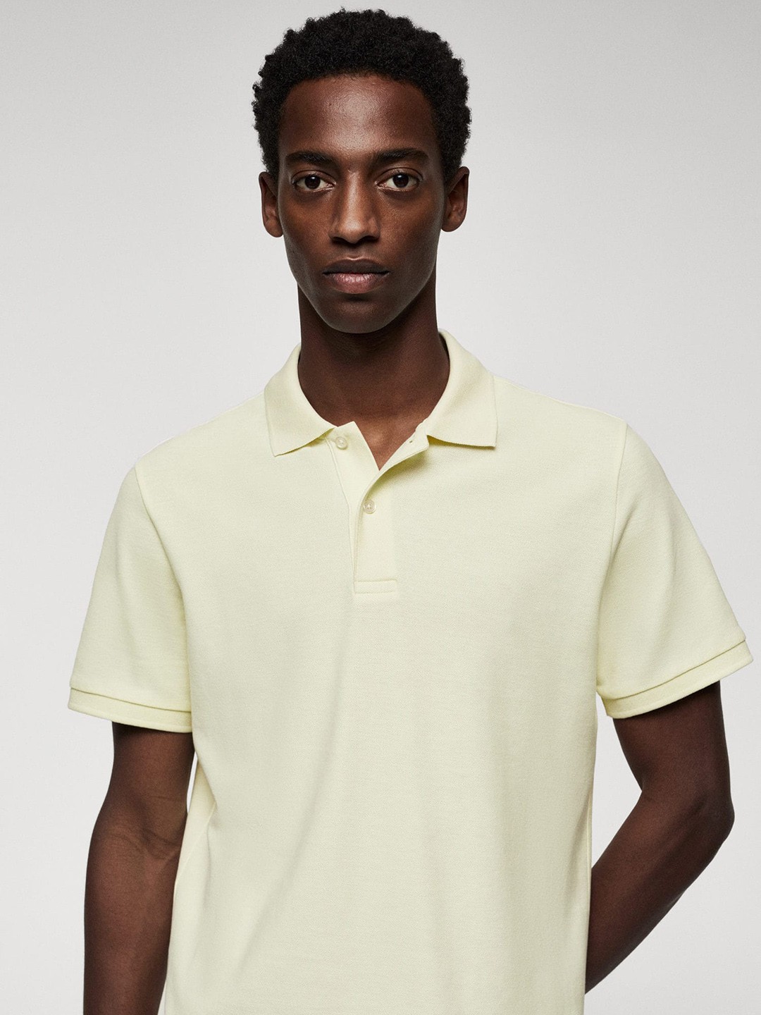 

MANGO MAN Polo Collar Pure Cotton T-shirt, Yellow