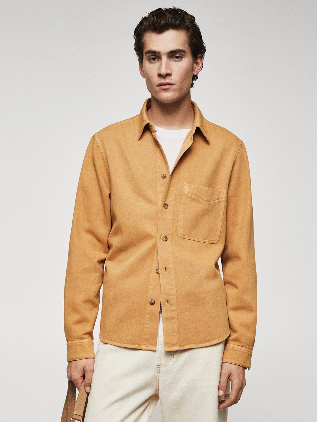 

MANGO MAN Opaque Denim Casual Shirt, Mustard