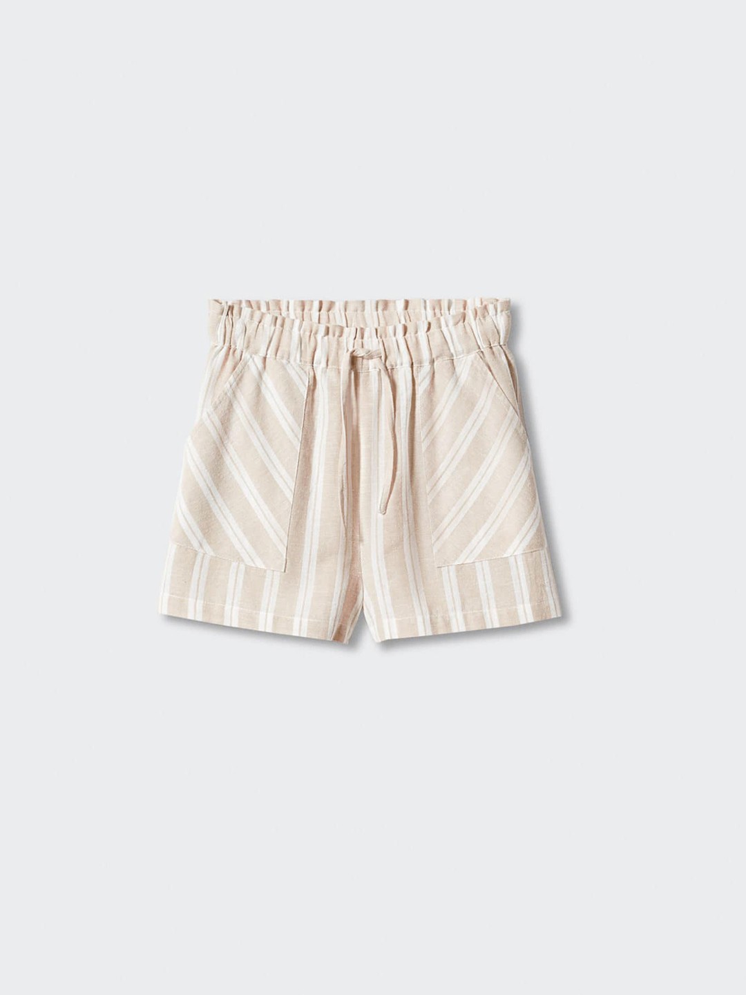 

Mango Kids Girls Striped Regular Shorts, White