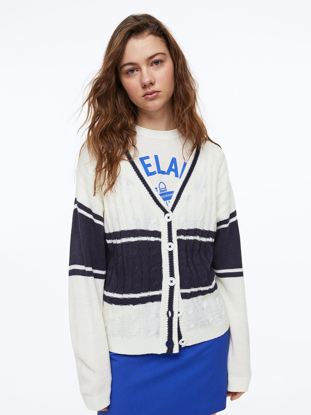 

H&M V-Neck Acrylic Cardigan, White