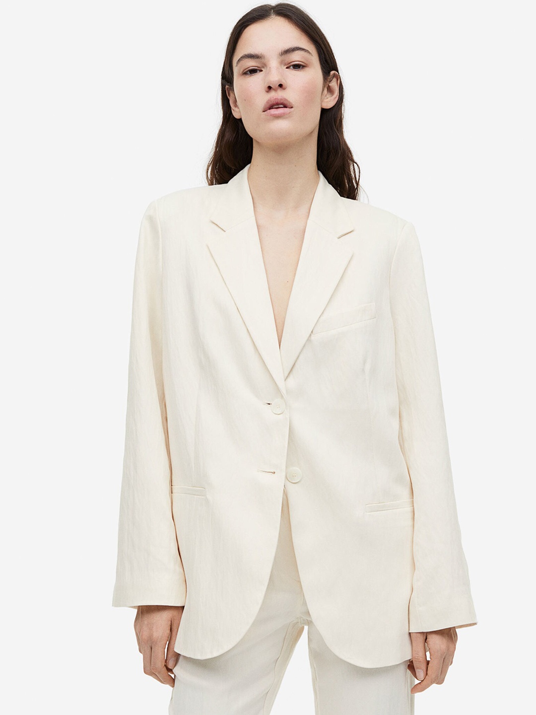 

H&M Women Single-Breasted Blazer, White