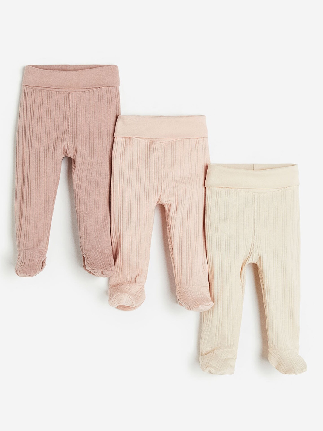 

H&M Infant Boys 3-Pack Pure Cotton Leggings, Beige