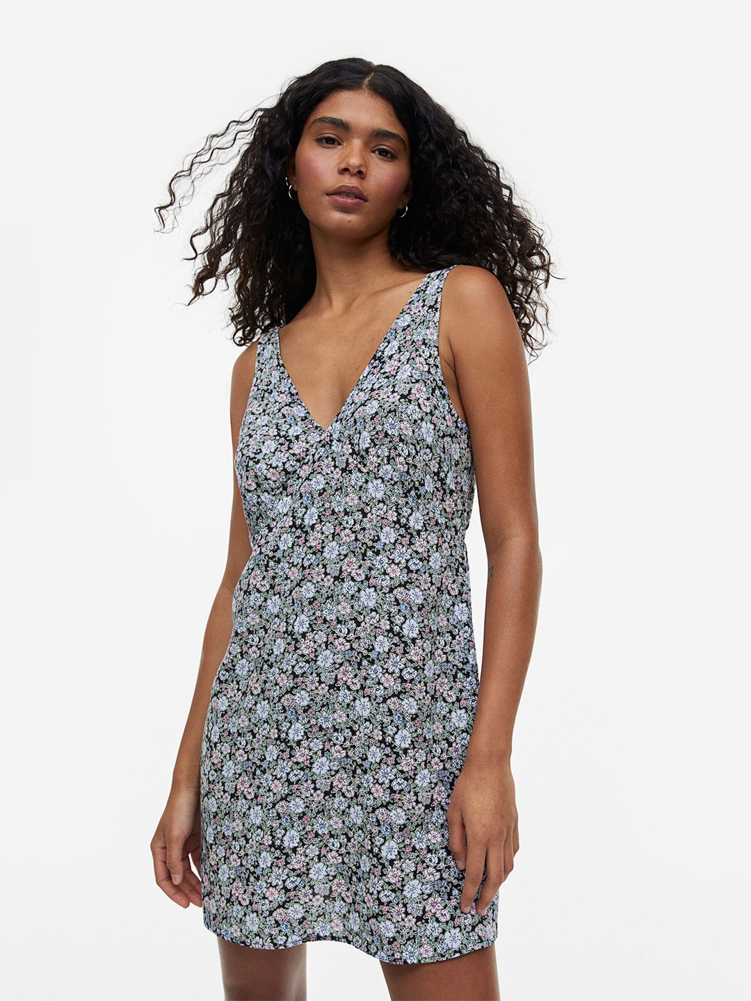 

H&M Tie-Detail V-Neck Dress, Black