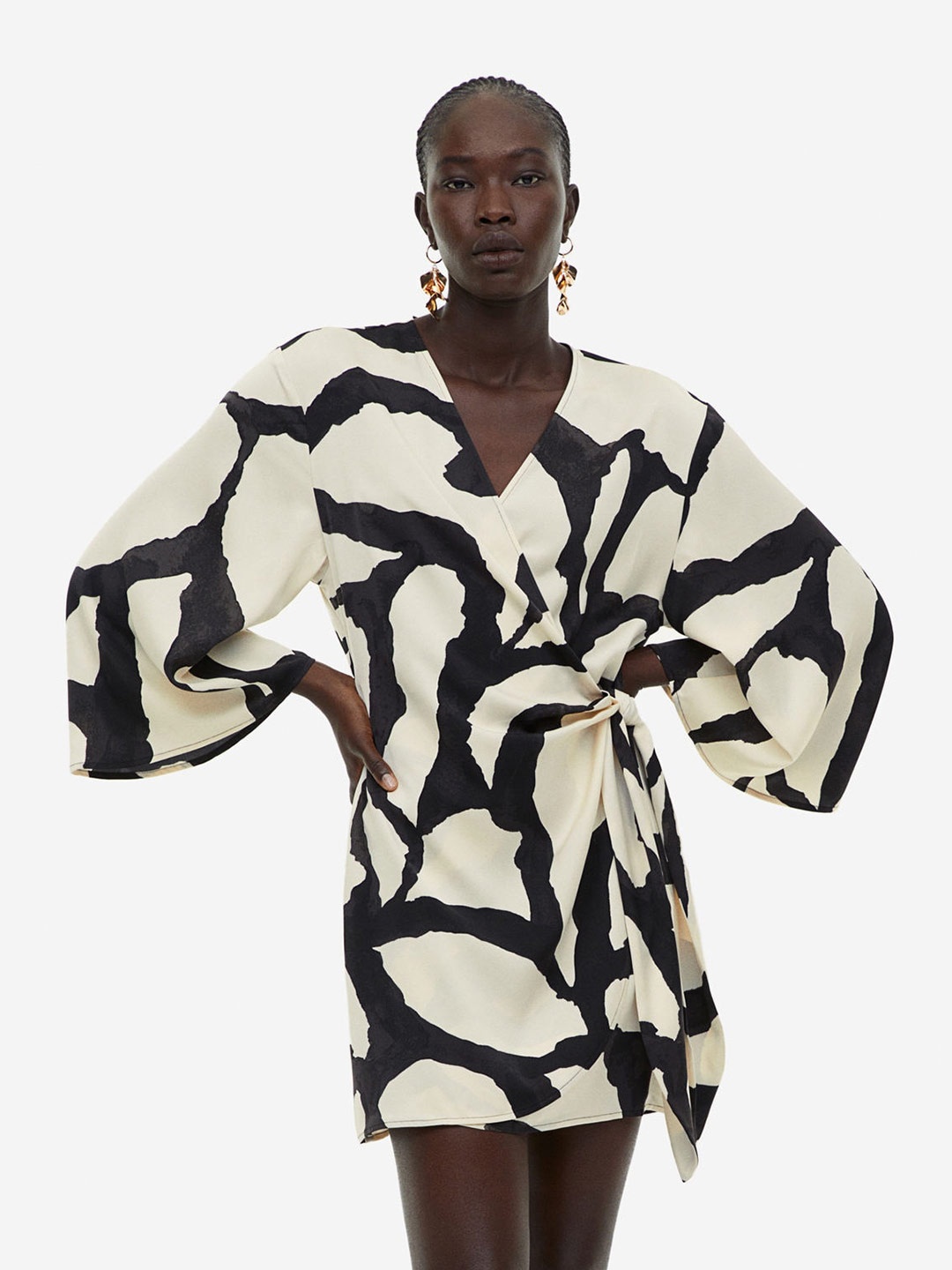 

H&M Satin Wrap Dress, Off white