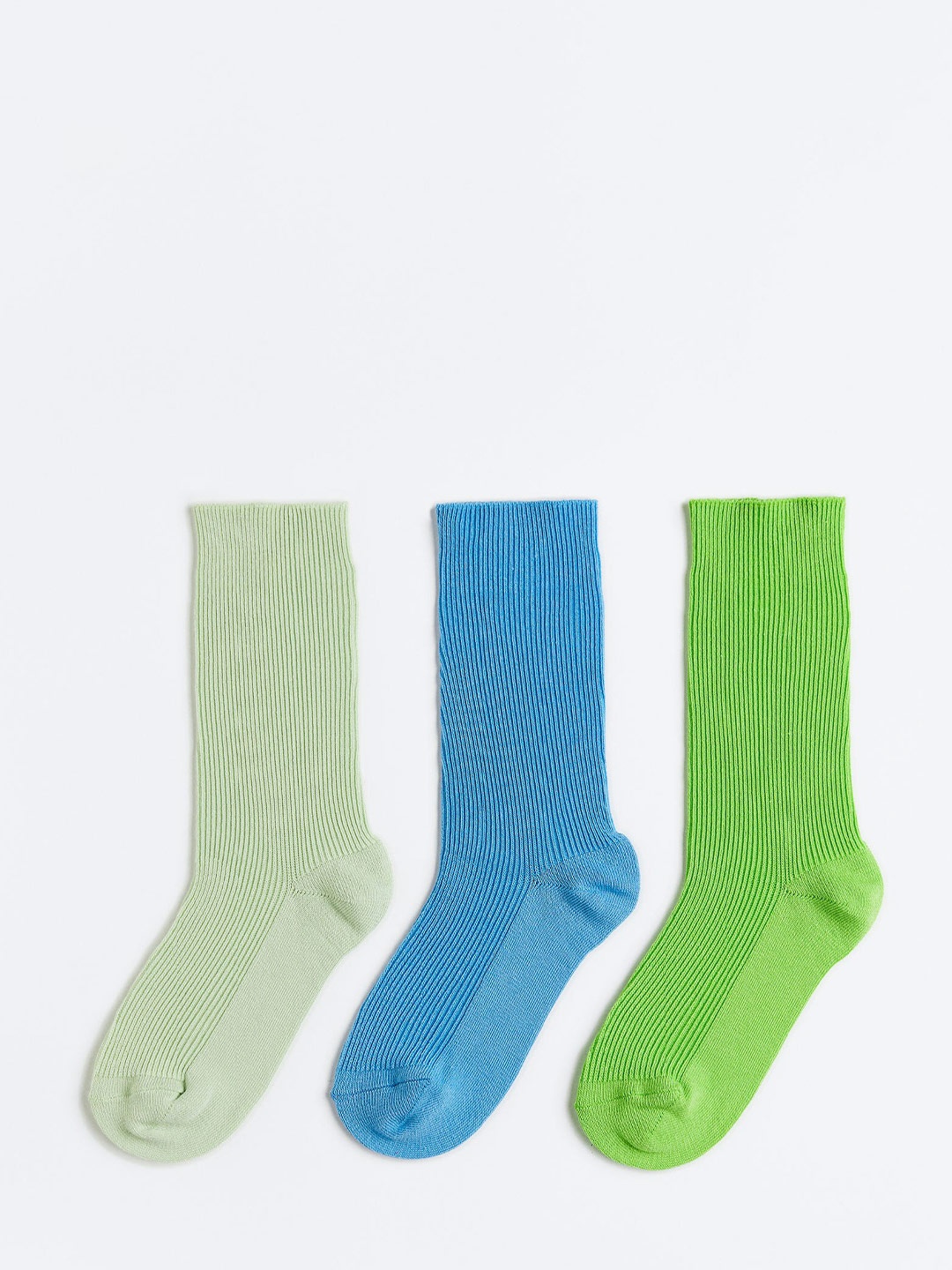 

H&M Women 3-Pack Ribbed Socks, Blue