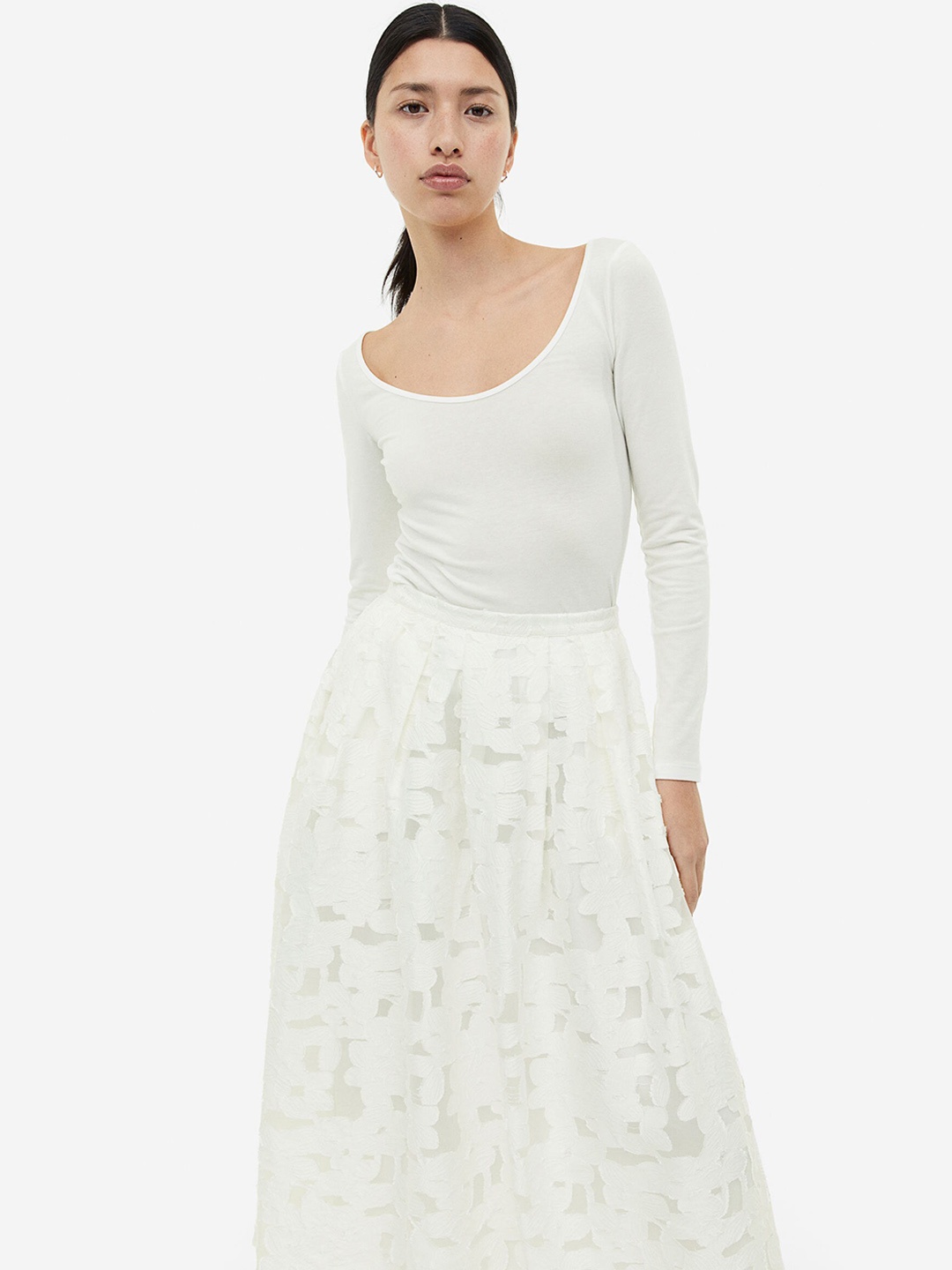 

H&M A-Line Skirt, White