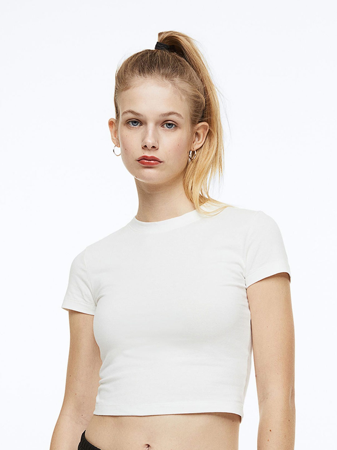 

H&M 2-Pack Cropped T-shirts, Black