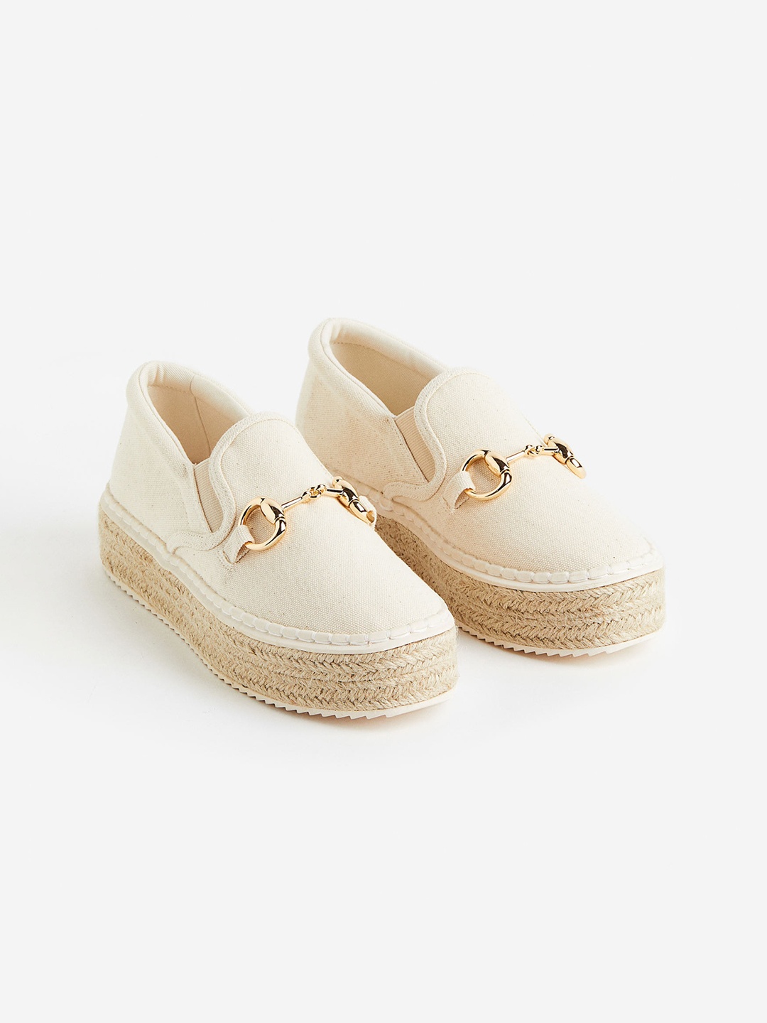 

H&M Women Pure Cotton Platform Espadrilles, Beige