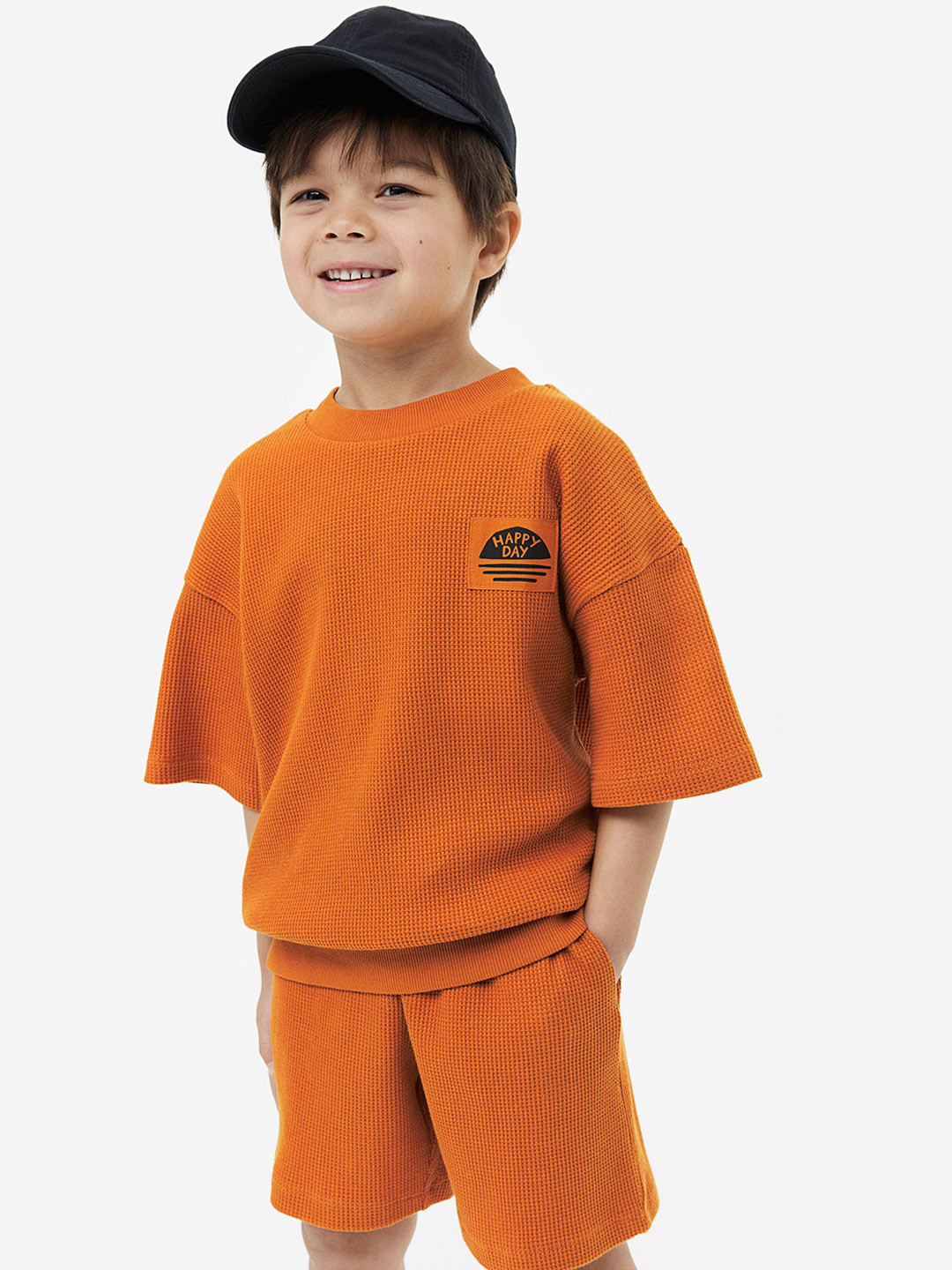 

H&M Boys 2-Piece Waffled Jersey Set, Rust