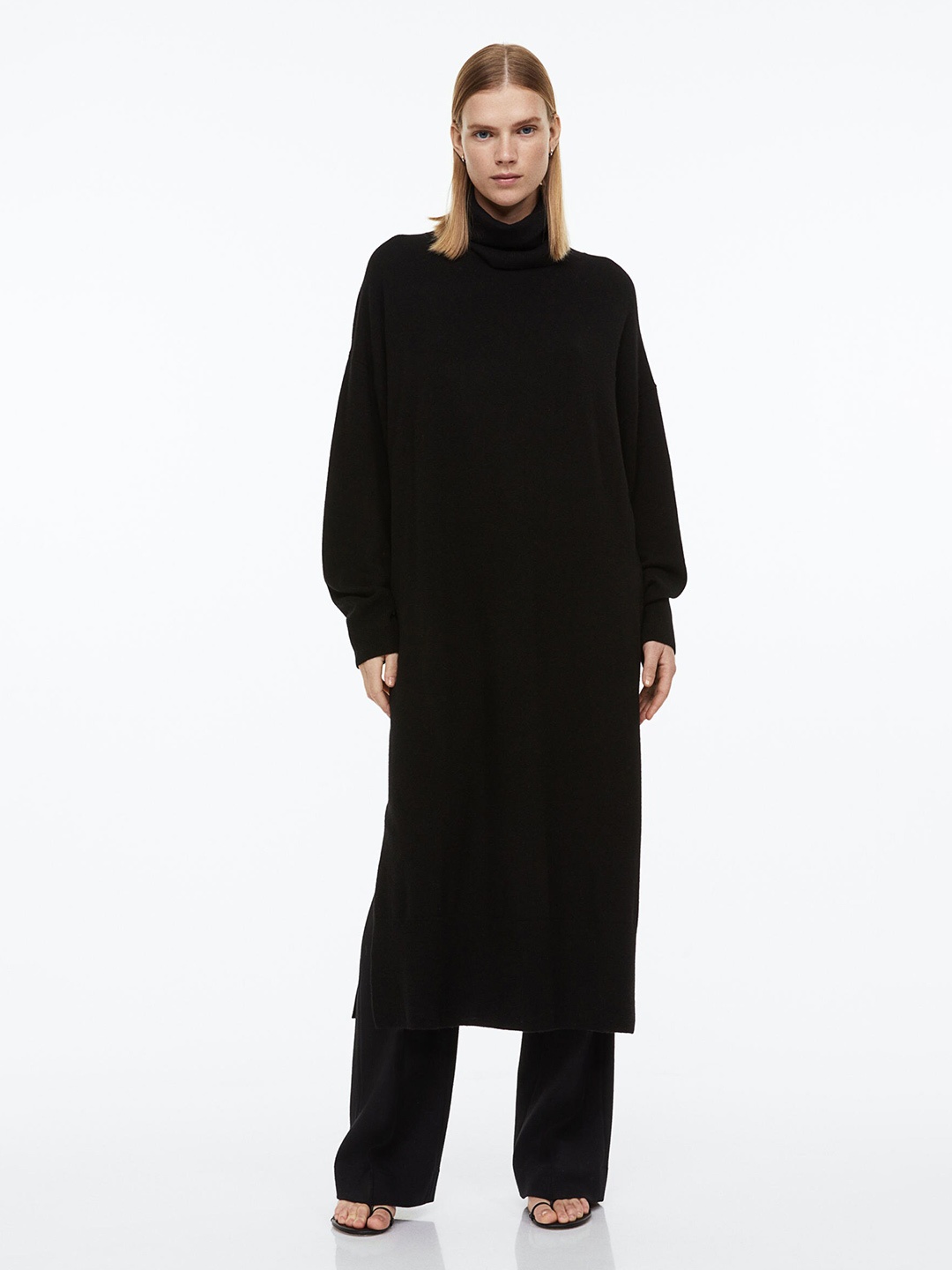 

H&M Women Cashmere Polo-Neck Dress, Black