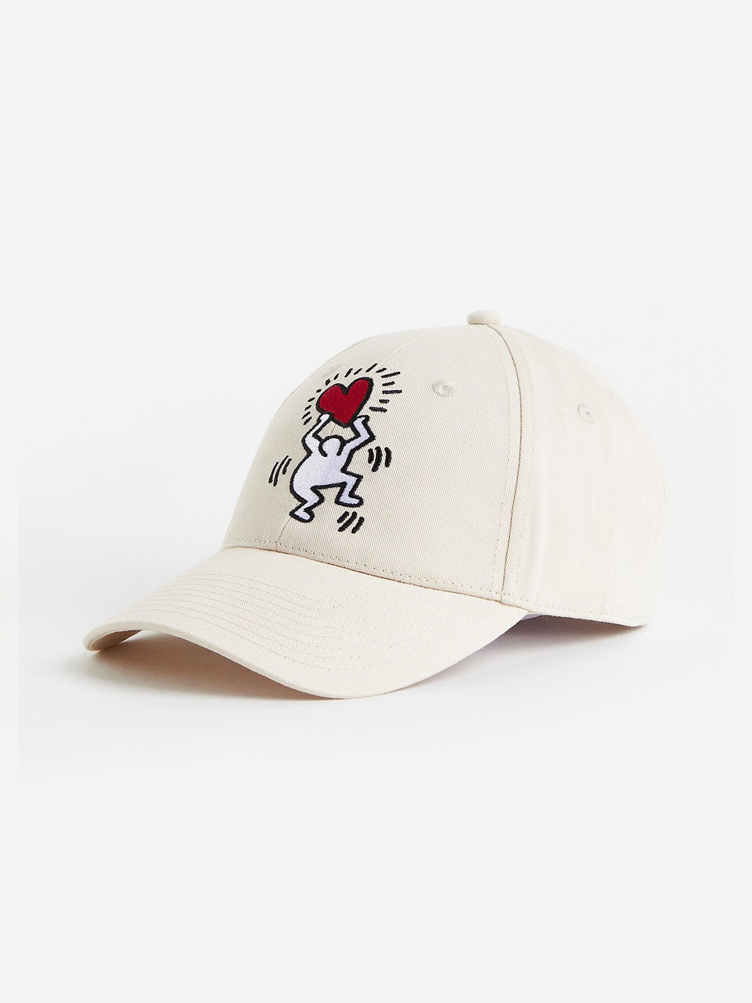 

H&M Men Embroidered-Motif Twill Cap, Beige