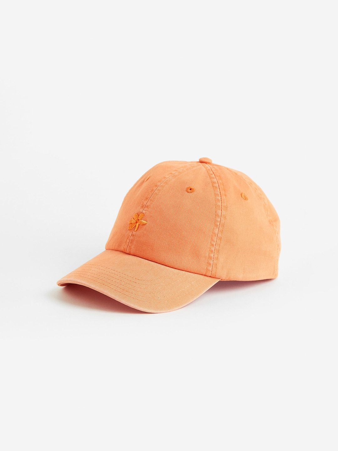 

H&M Men Embroidered-Motif Cotton Cap, Orange