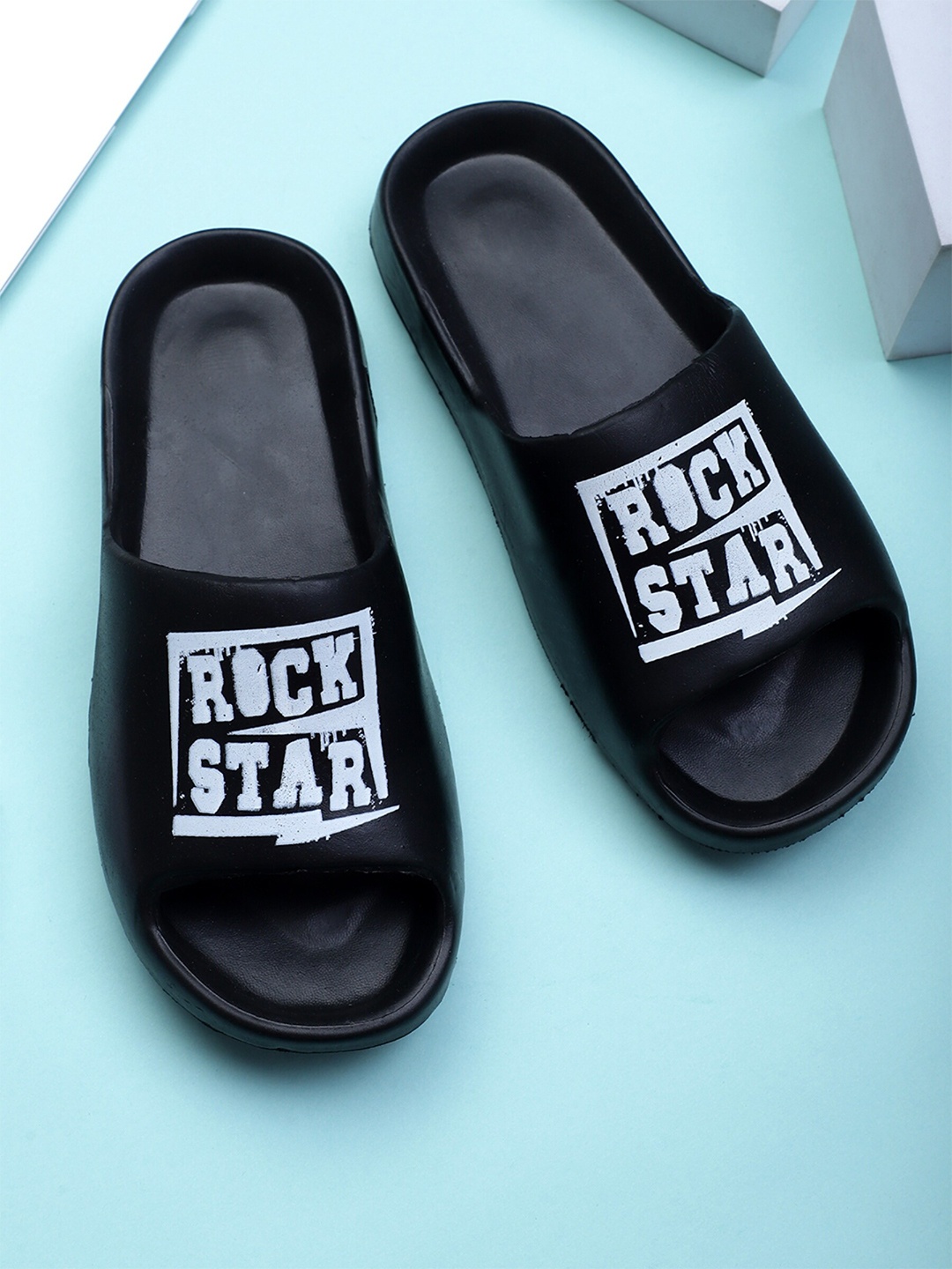 

Pampy Angel Men YEE-Rockstar Printed Croslite Sliders, Black
