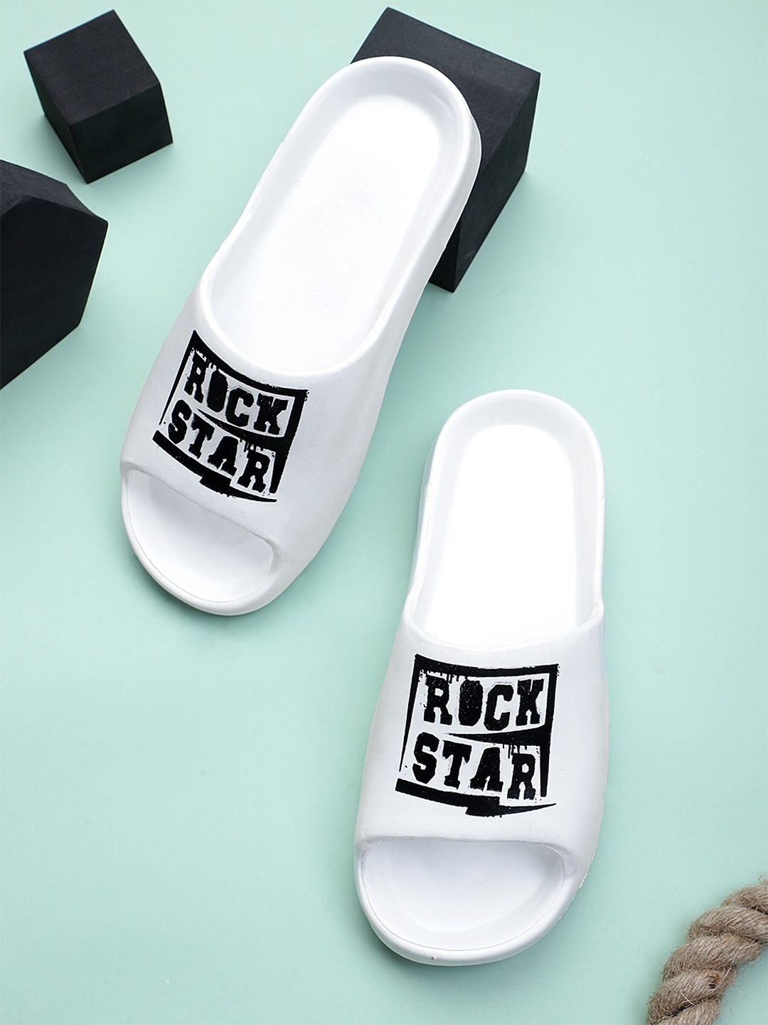 

Pampy Angel Men YEE-Rockstar Printed Croslite Sliders, White