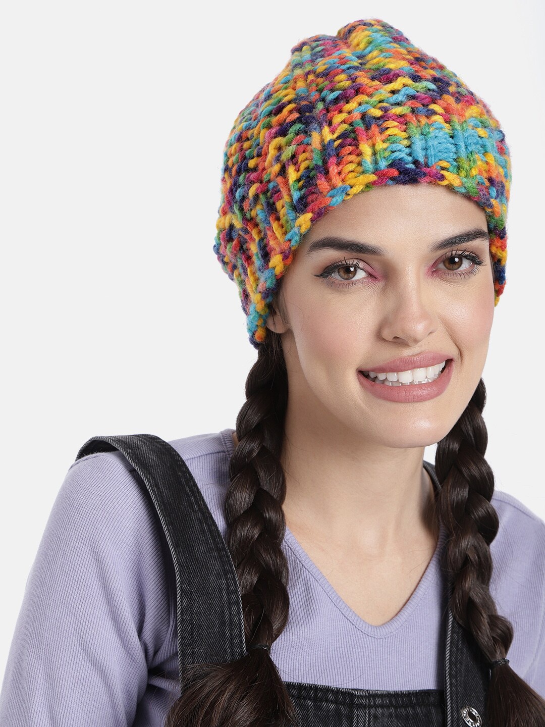 

Magic Needles Men Self Design Knitted Acrylic Beanie, Blue