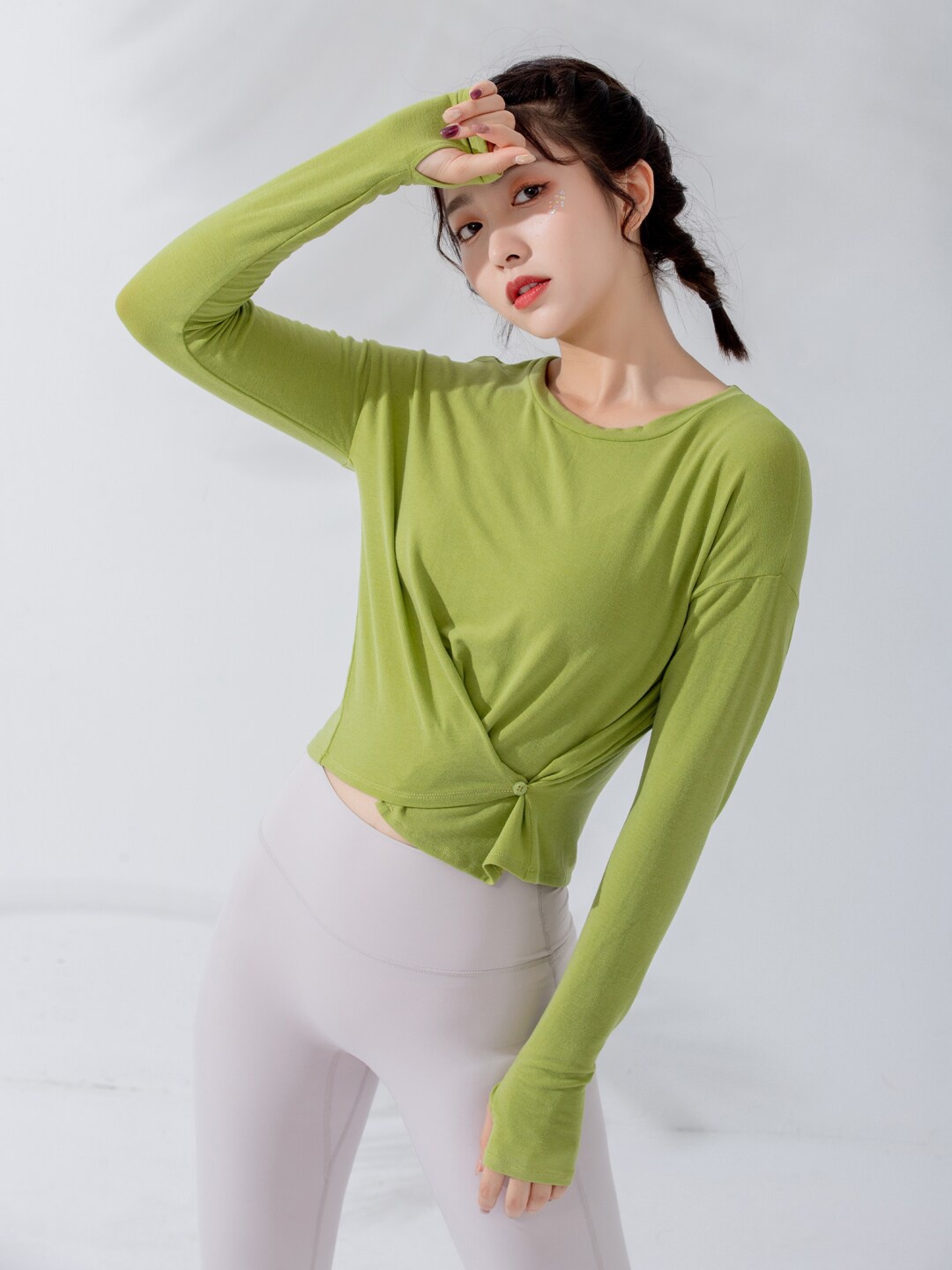 

JC Collection Round Neck Long Sleeves Top, Green