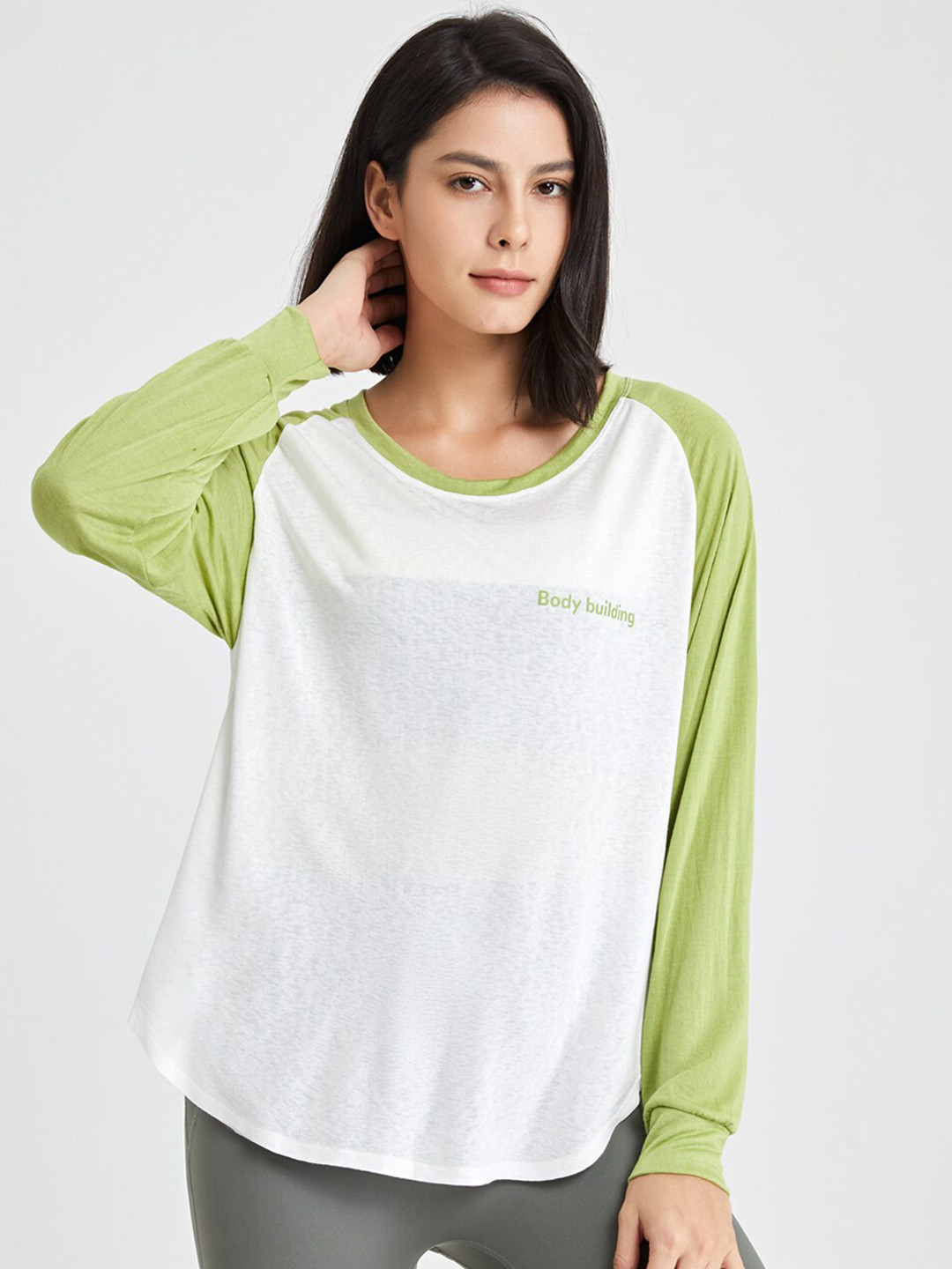 

JC Collection Round Neck Long Sleeves Sport Top, Green