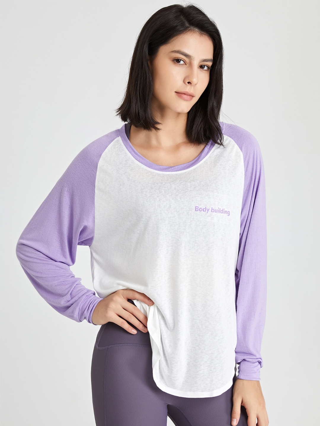 

JC Collection Round Neck Raglan Sleeves T-Shirt, Purple