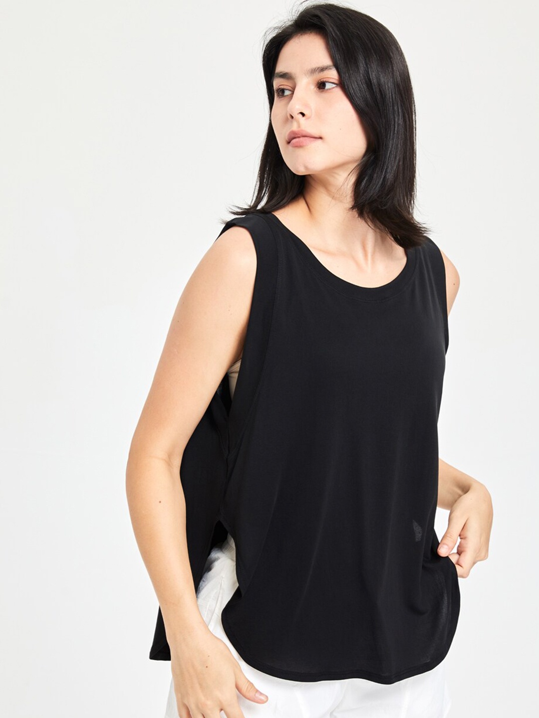 

JC Collection Round Neck Sleeveless Sports Top, Black