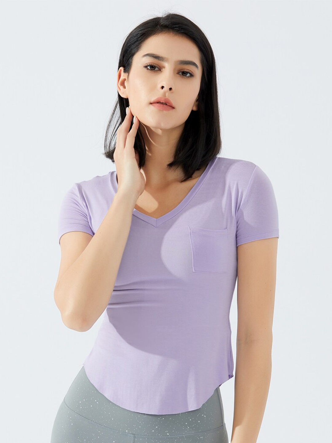

JC Collection V-Neck Short Sleeves Sports Top, Purple