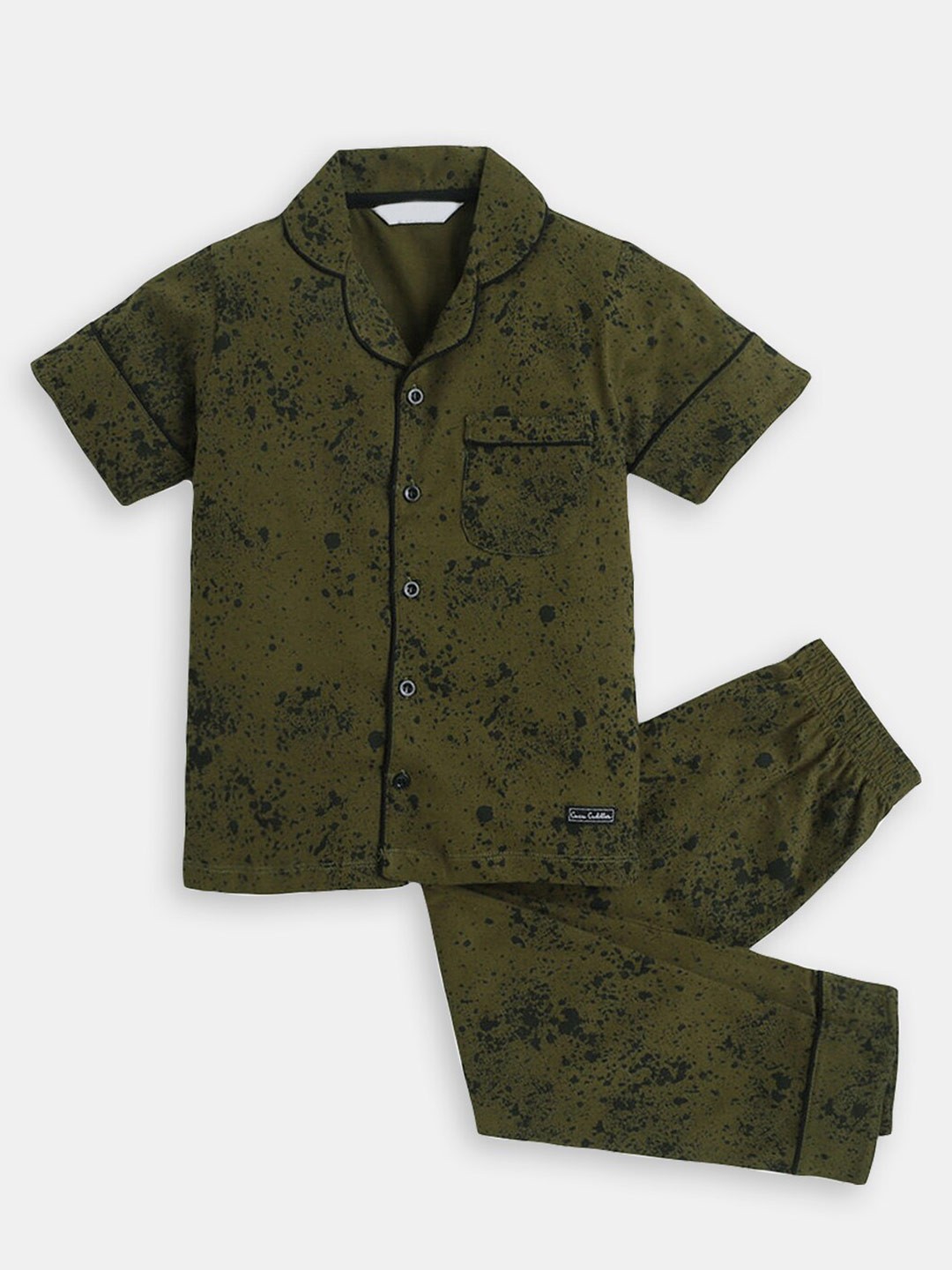 

Hopscotch Boys Printed Pure Cotton Shirt With Pyjamas Set, Olive