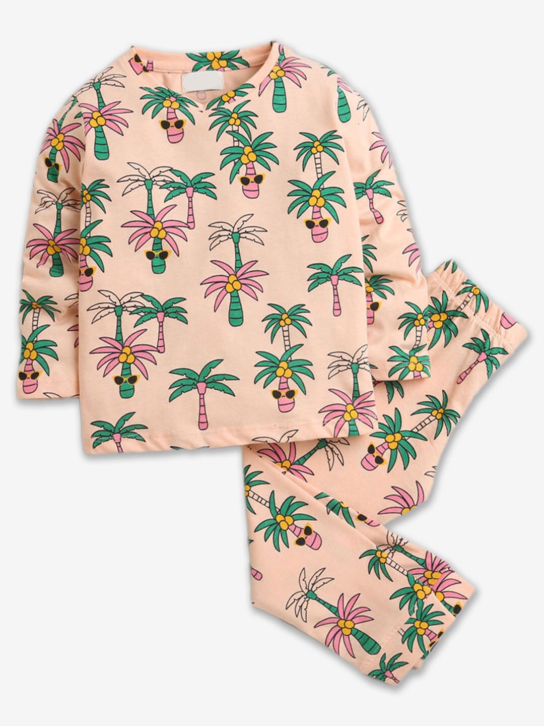 

Hopscotch Girls Printed Pure Cotton Top With Pyjamas Set, Pink