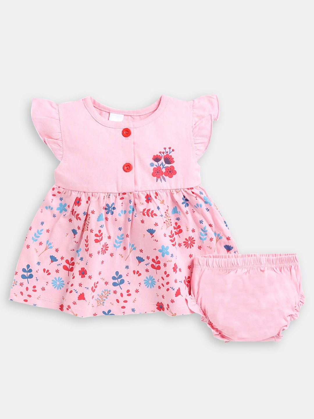 

Hopscotch Infant Girls Printed Round Neck Cotton Clothing Set, Pink