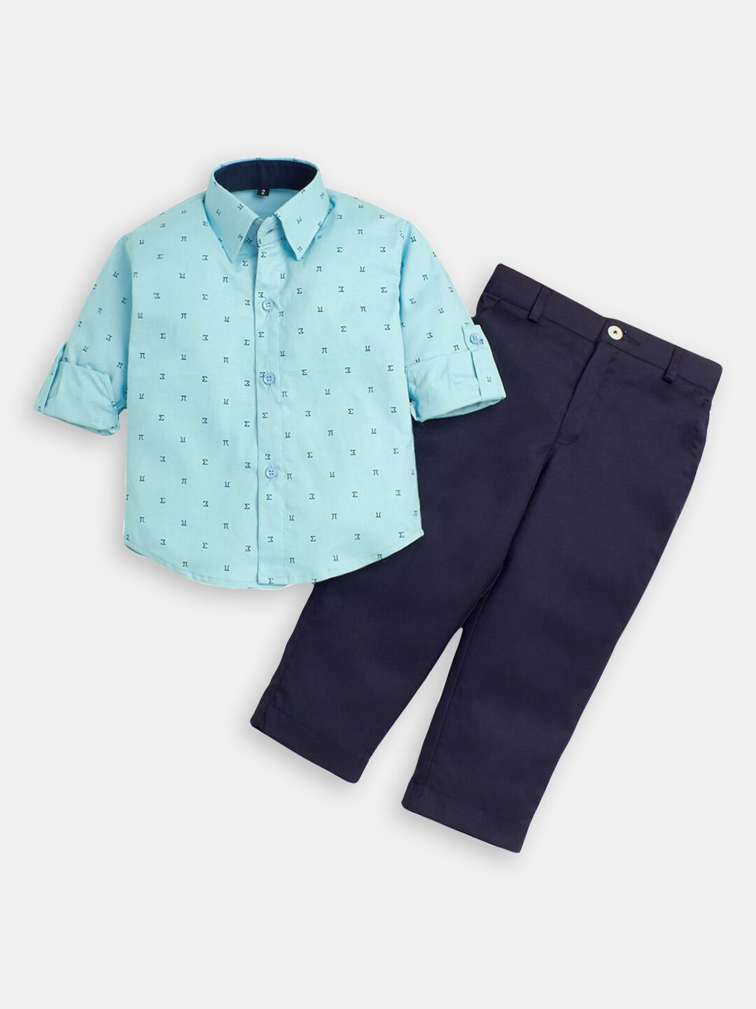 

Hopscotch Boys Printed Shirt with Trousers, Blue