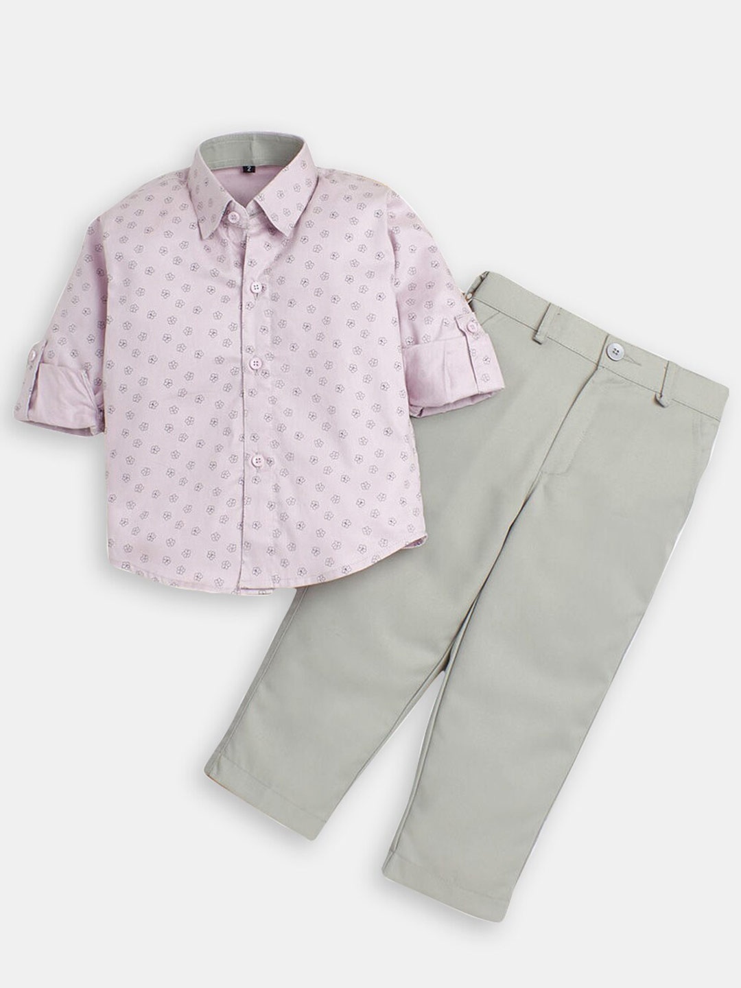 

Hopscotch Boys Printed Shirt with Trousers, Pink