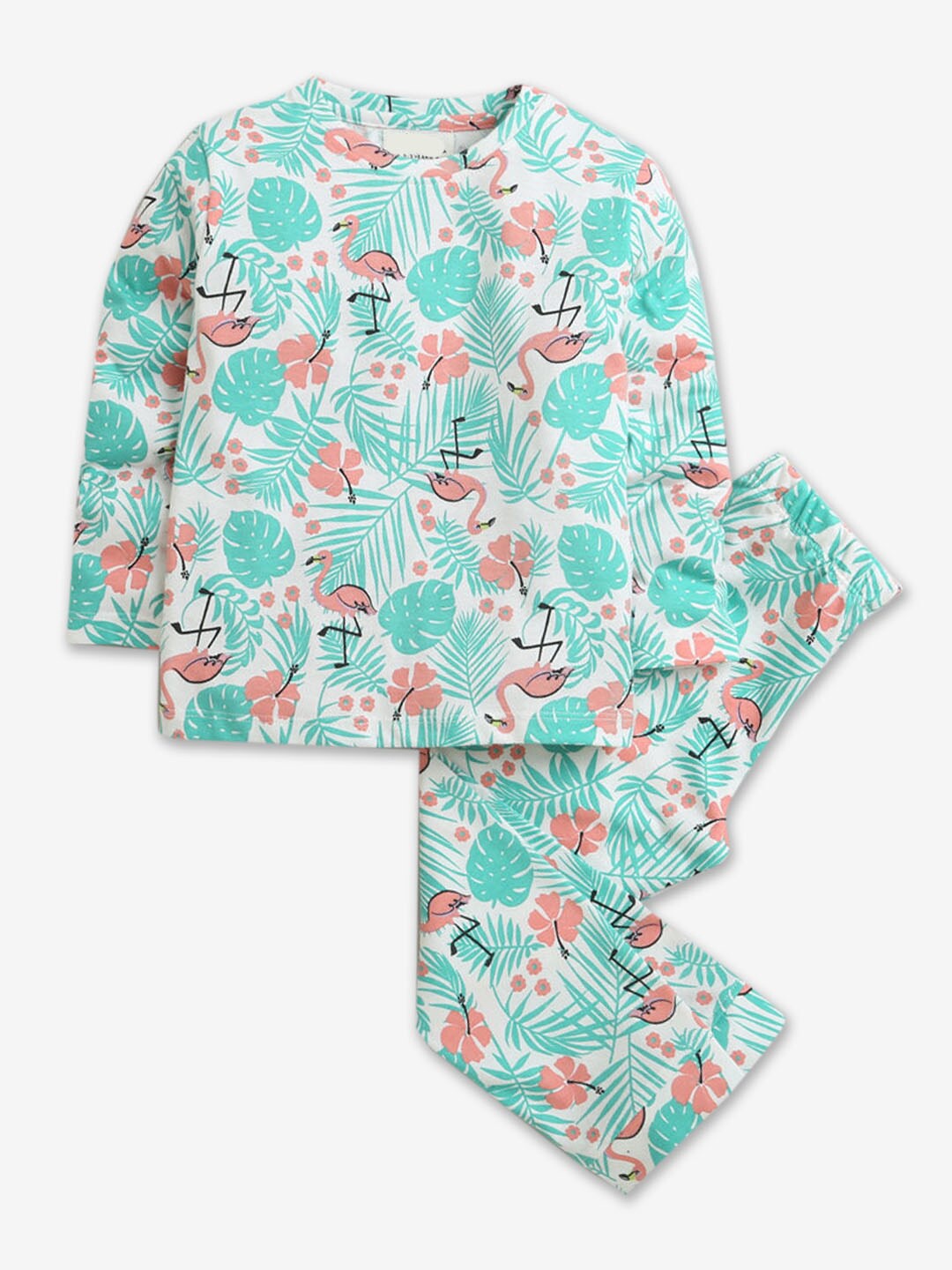 

Hopscotch Girls Floral Printed Pure Cotton Night Suit, White