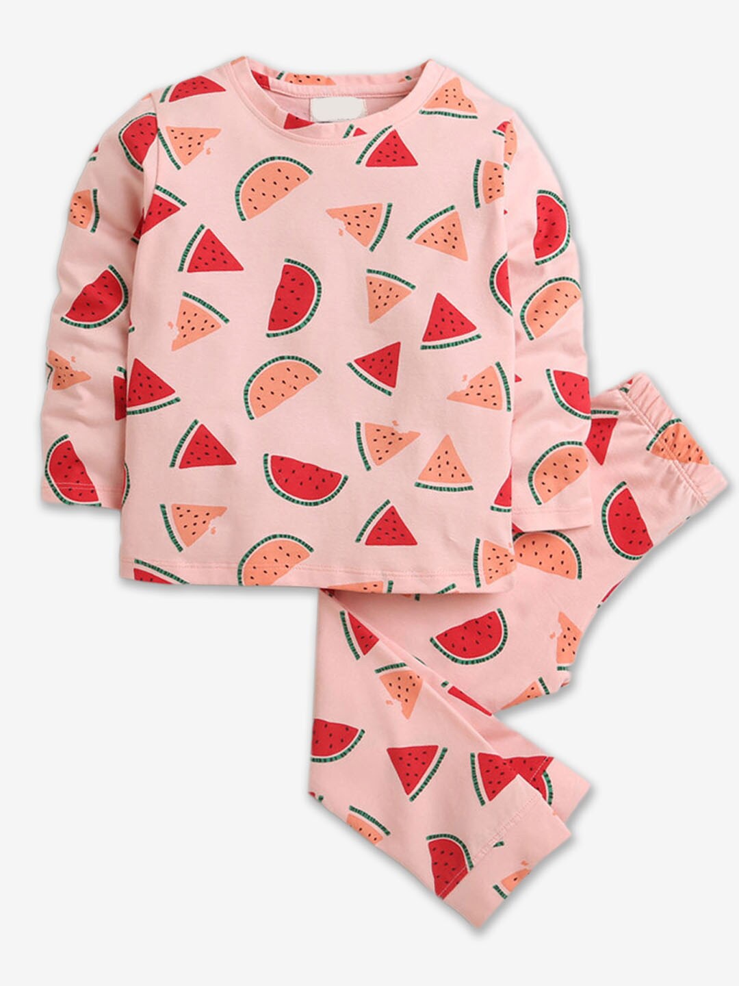 

Hopscotch Girls Printed Pure Cotton Top with Pyjamas, Pink