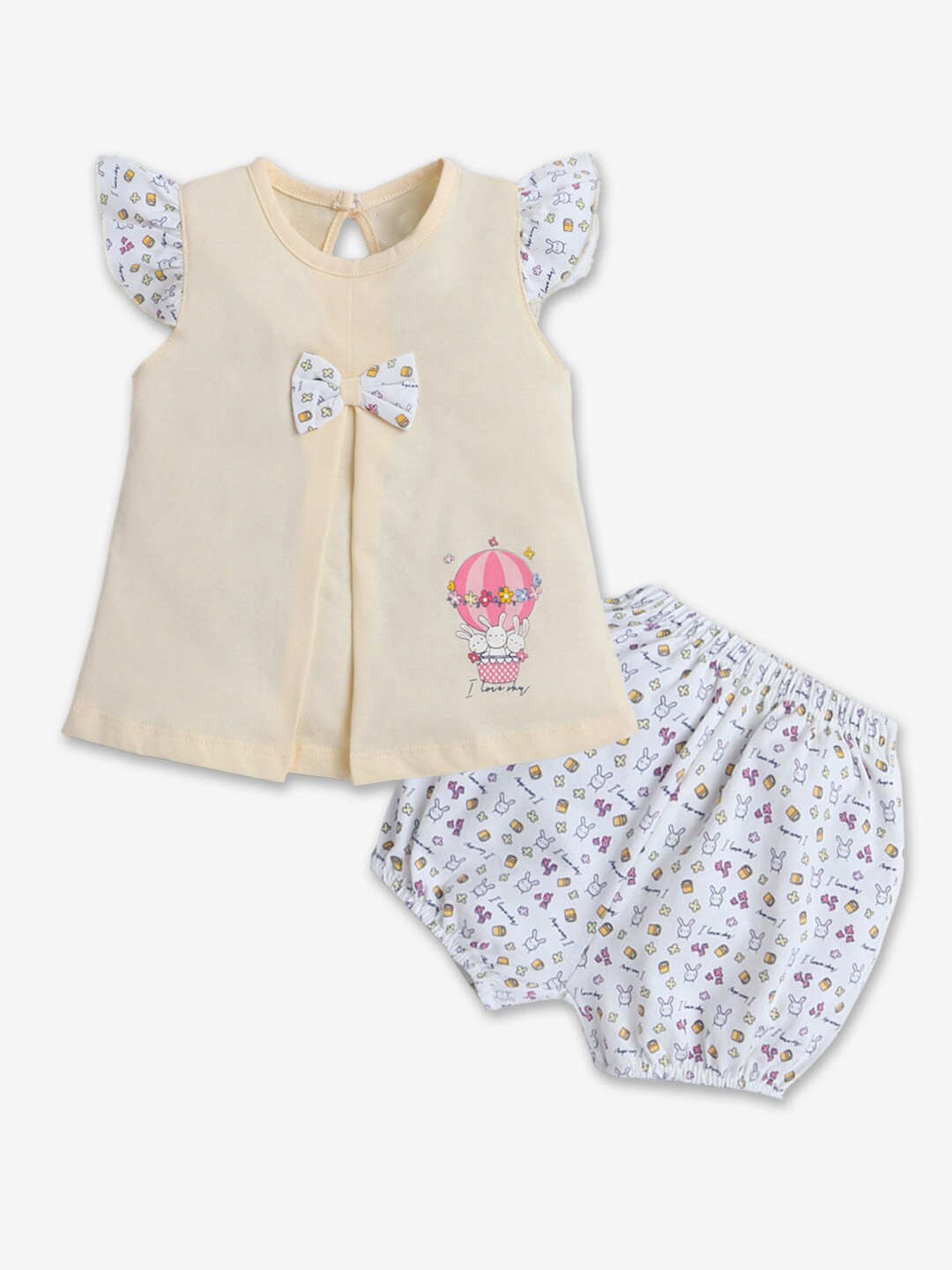 

Hopscotch Girls Printed Pure Cotton Tunic with Shorts, Yellow