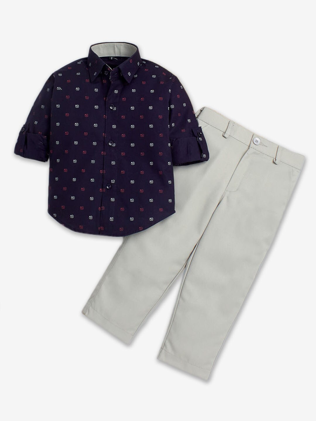 

Hopscotch Boys Printed Shirt with Trousers, Blue