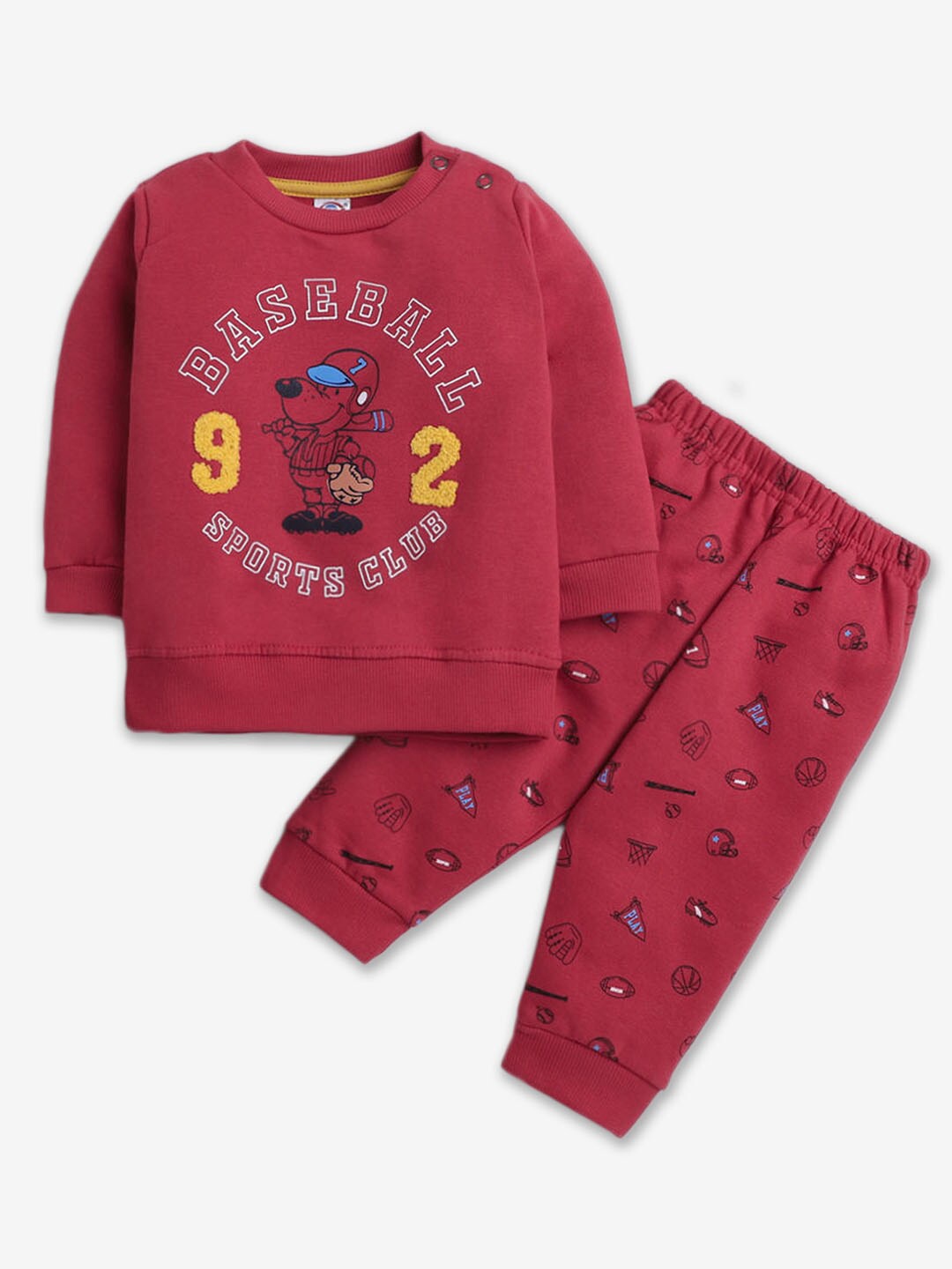 

Hopscotch Boys Printed Cotton T-shirt with Pyjamas, Red