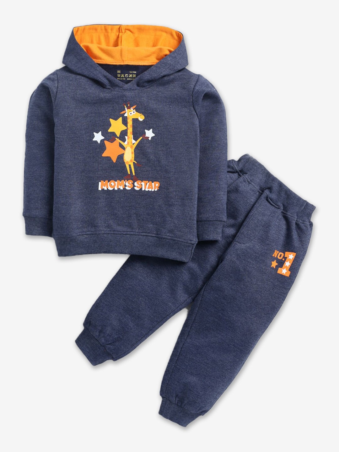 

Hopscotch Boys Printed Pure Cotton T-shirt with Joggers, Blue