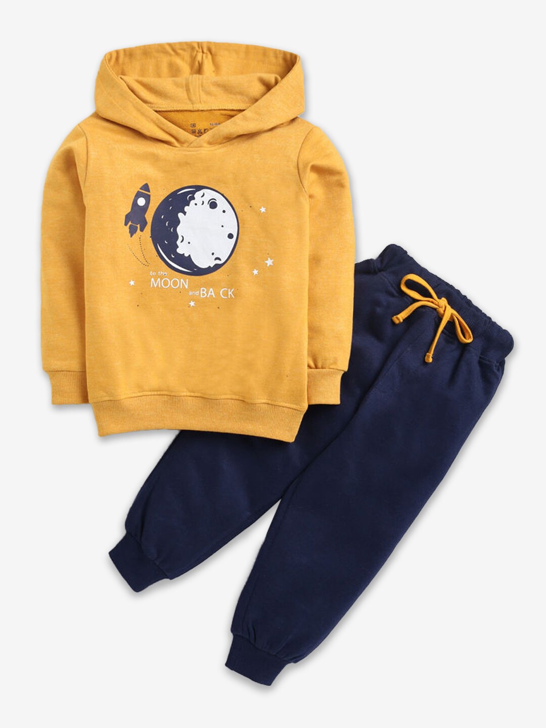 

Hopscotch Boys Printed Pure Cotton T-shirt With Trousers, Mustard